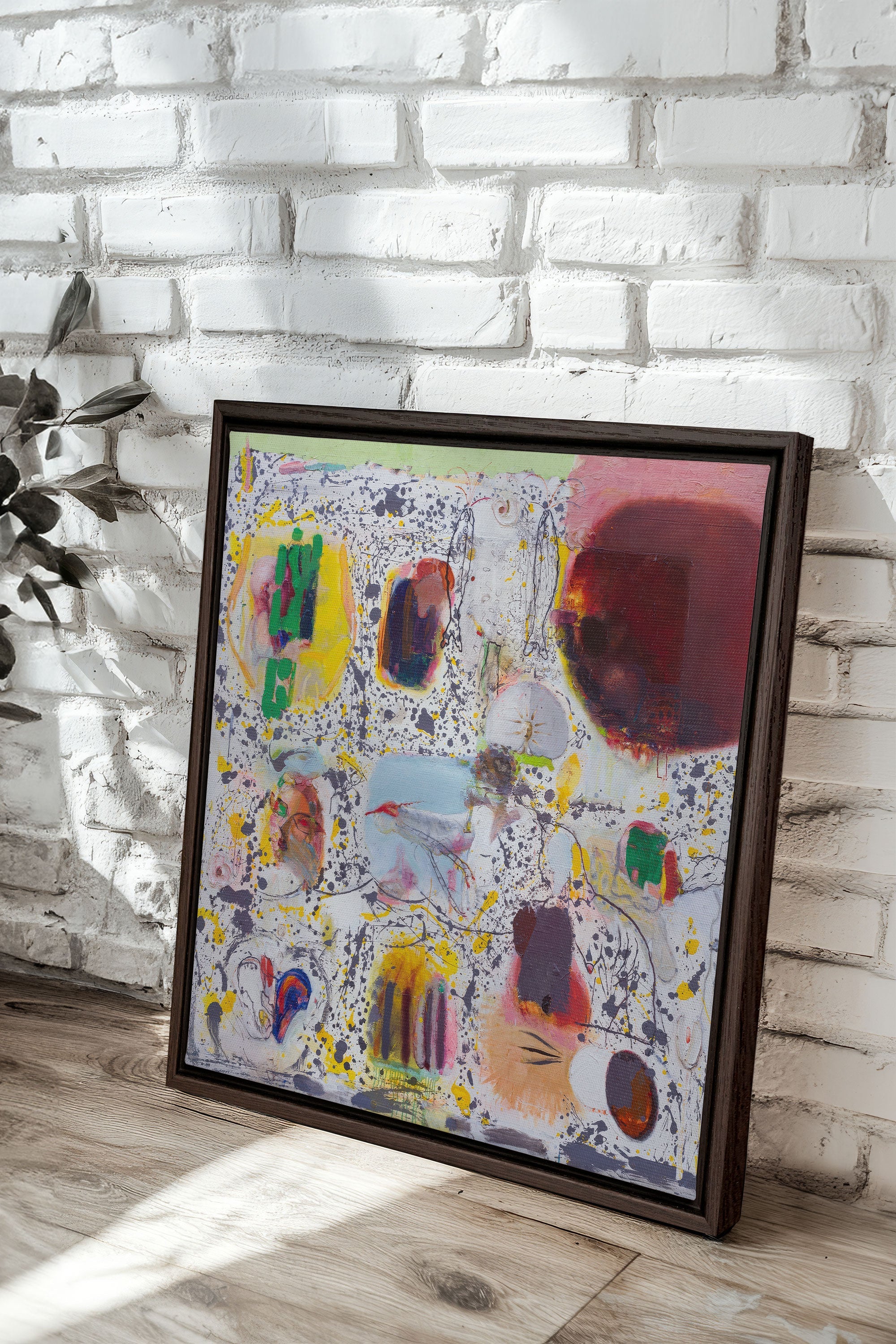 OLEKA CANVAS - RYTHME CHROMATIQUE, Oeuvre sur toile étirée, encadré Brun Noyer