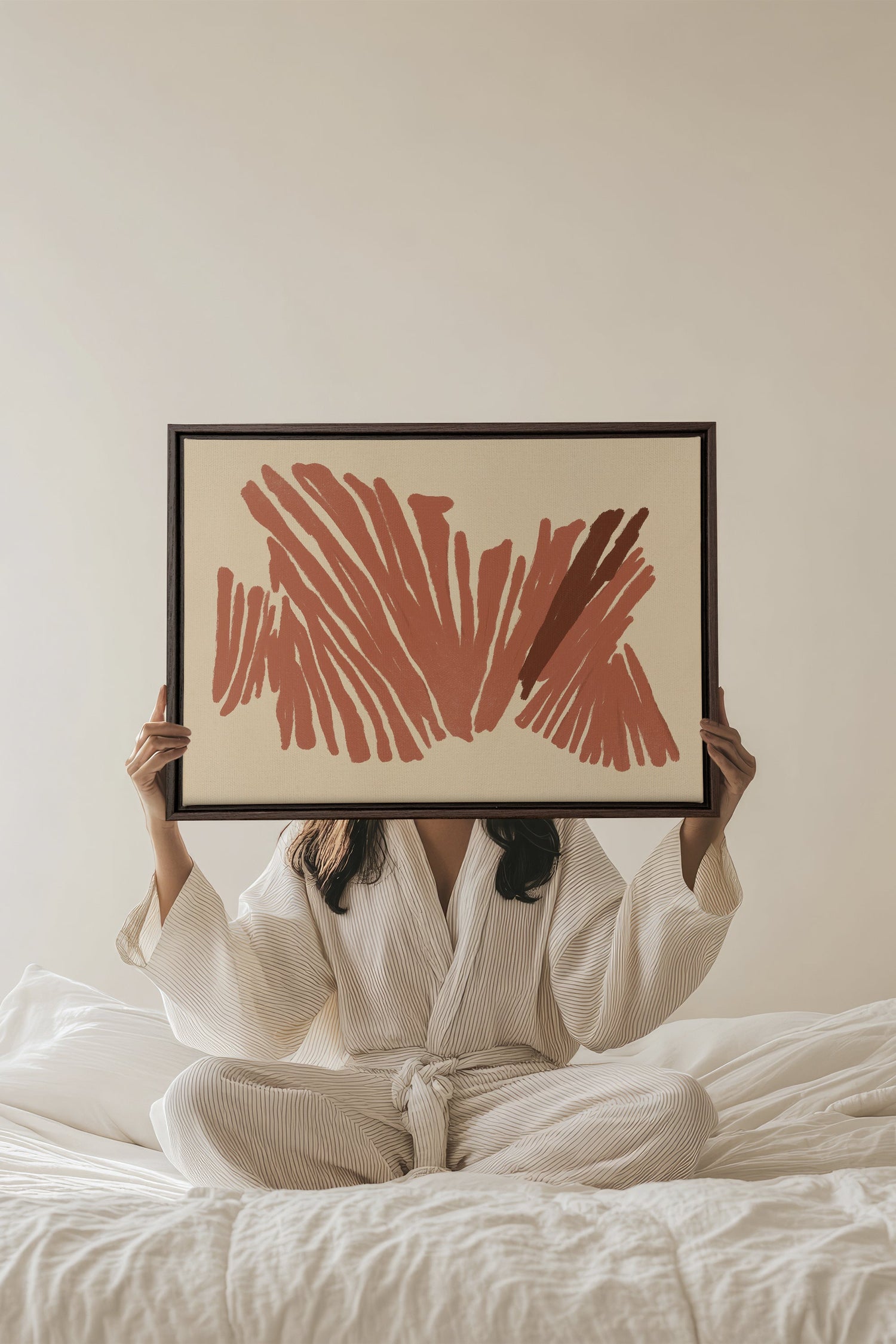 OLEKA CANVAS - BURNT ECHO, Oeuvre sur toile étirée, encadré Brun Noyer