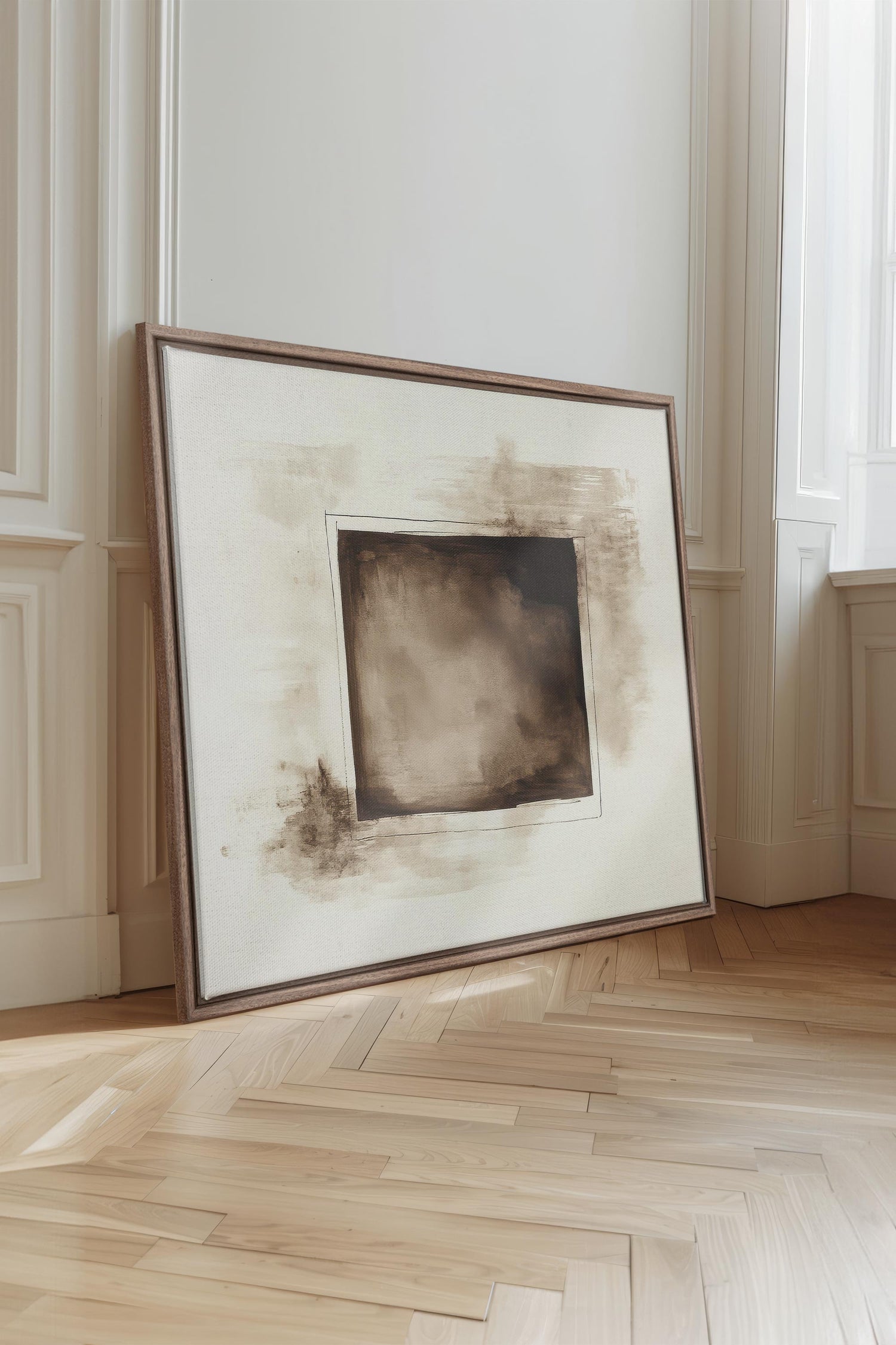 OLEKA CANVAS - WINDOW TO THE PAST, Oeuvre sur toile étirée, encadré Brun Chêne