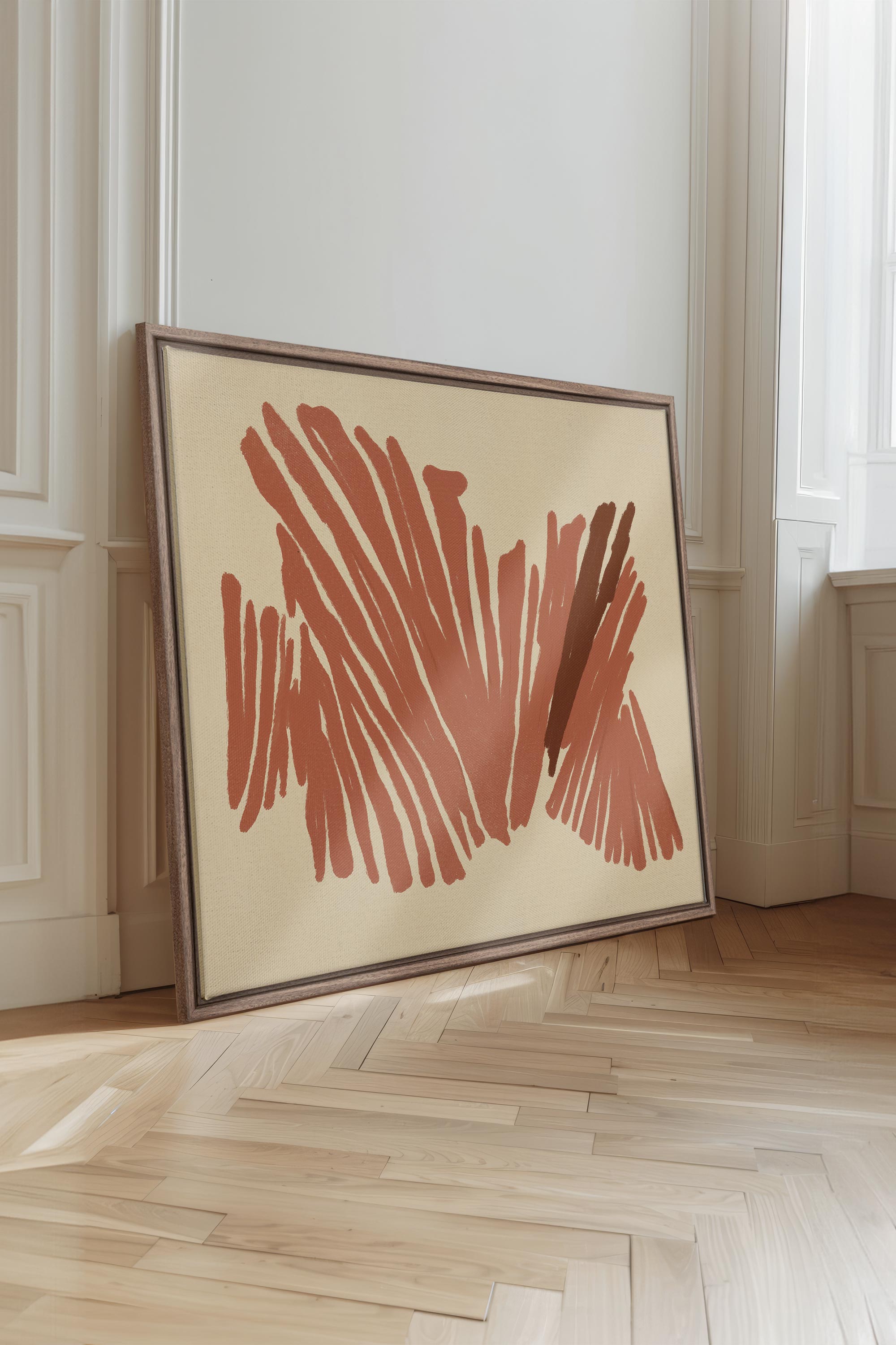 OLEKA CANVAS - BURNT ECHO, Oeuvre sur toile étirée, encadré Brun Chêne