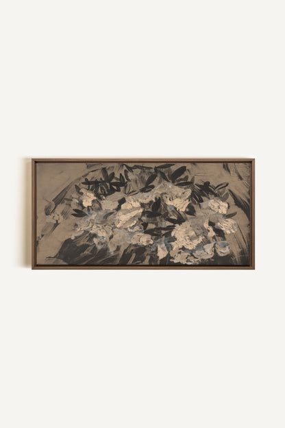 DARK BLOOM, Oeuvre sur toile étirée, encadré Brun Chêne