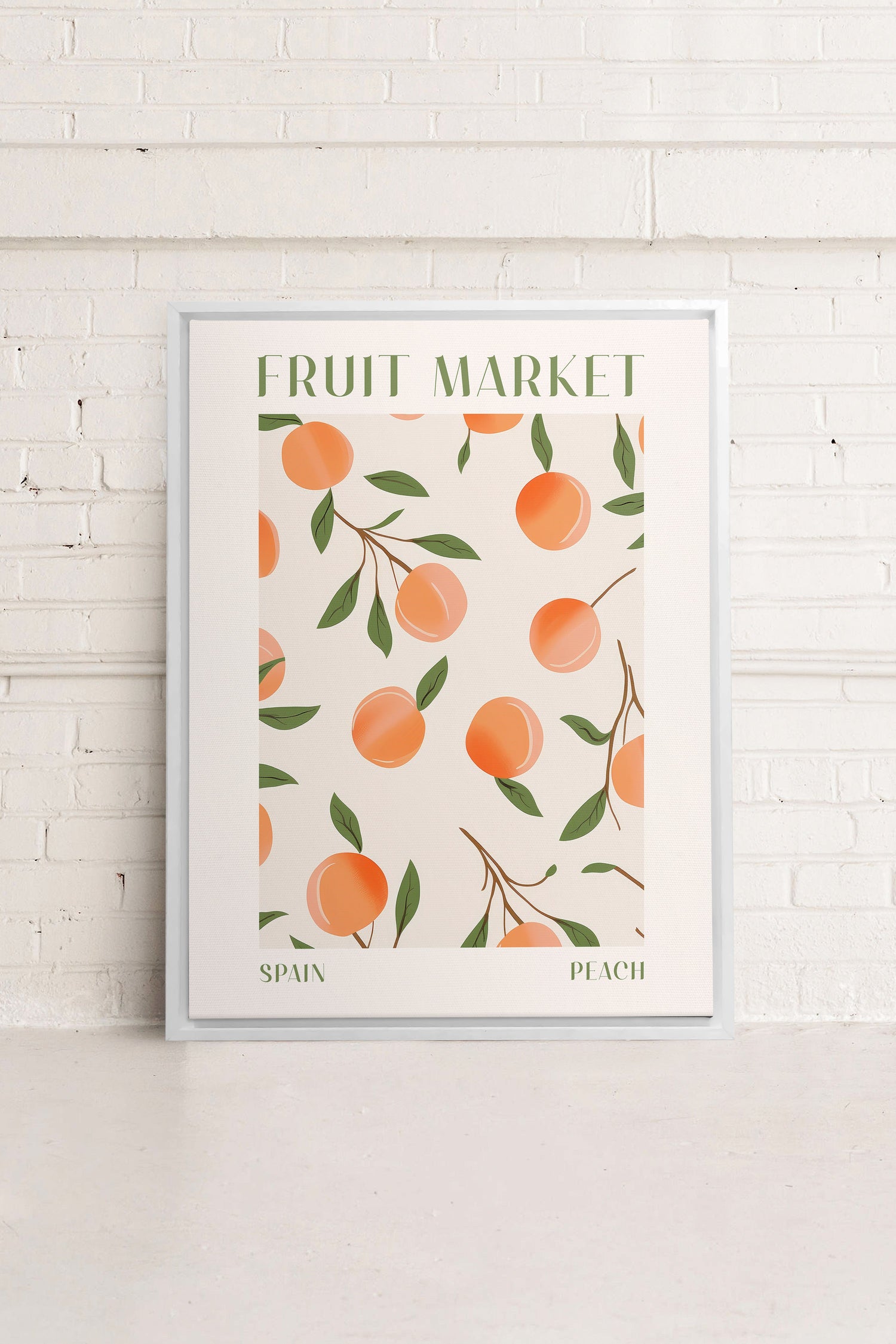 OLEKA CANVAS - PEACH, Oeuvre sur toile étirée, encadré Blanc