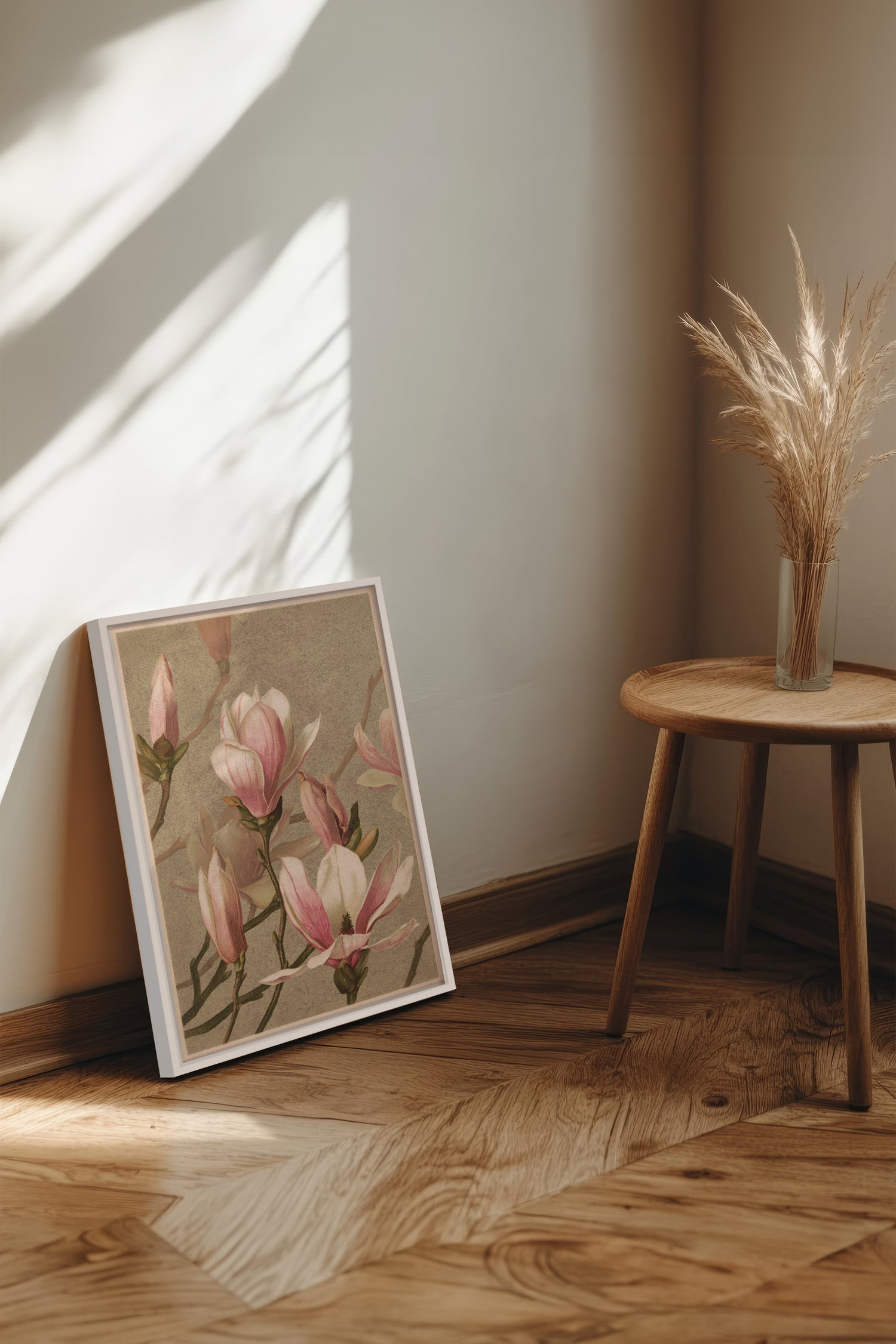 MAGNOLIA WHISPER, Oeuvre sur toile étirée, encadré Blanc