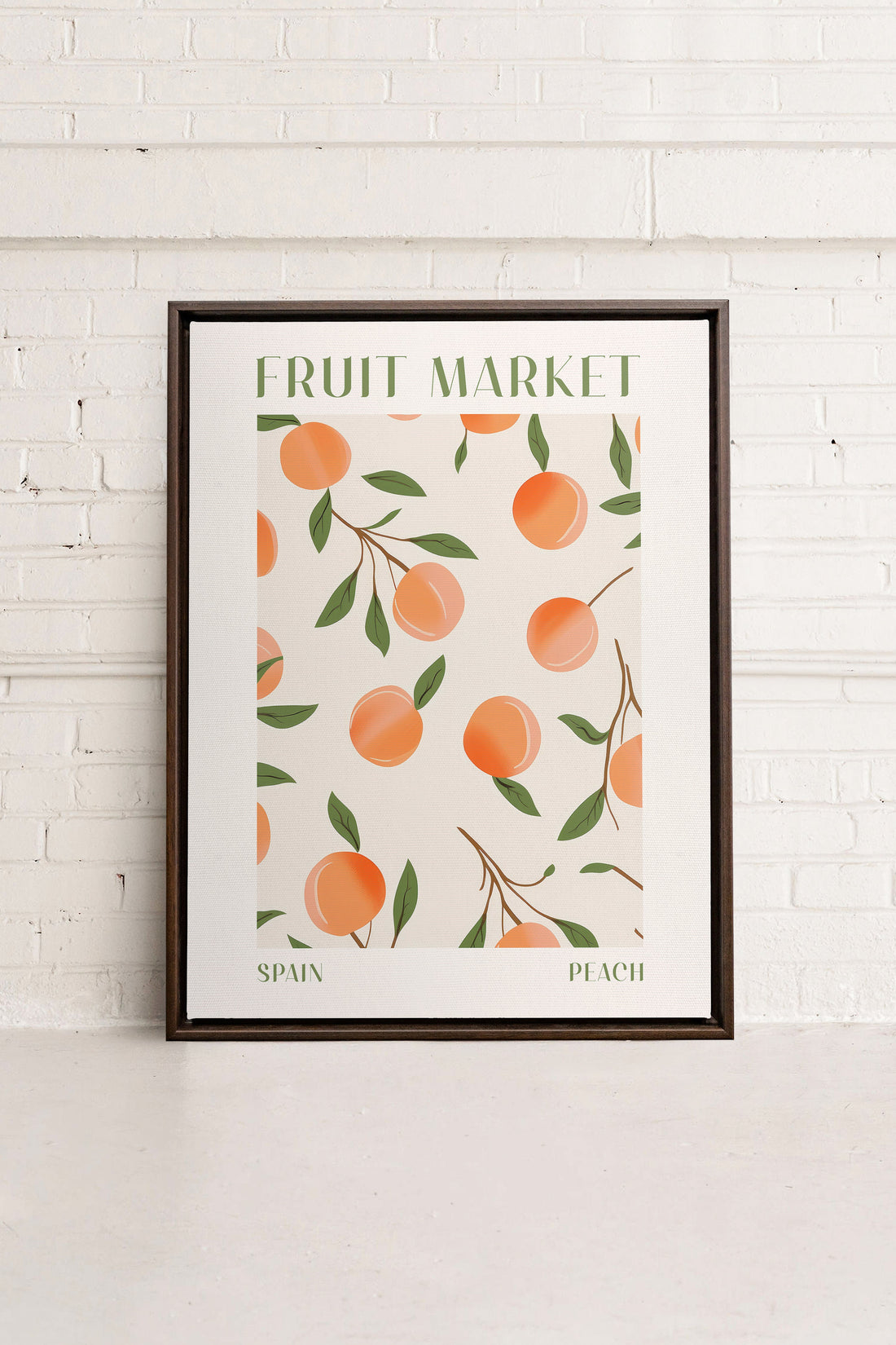 OLEKA CANVAS - PEACH, Oeuvre sur toile étirée, encadré Brun Noyer