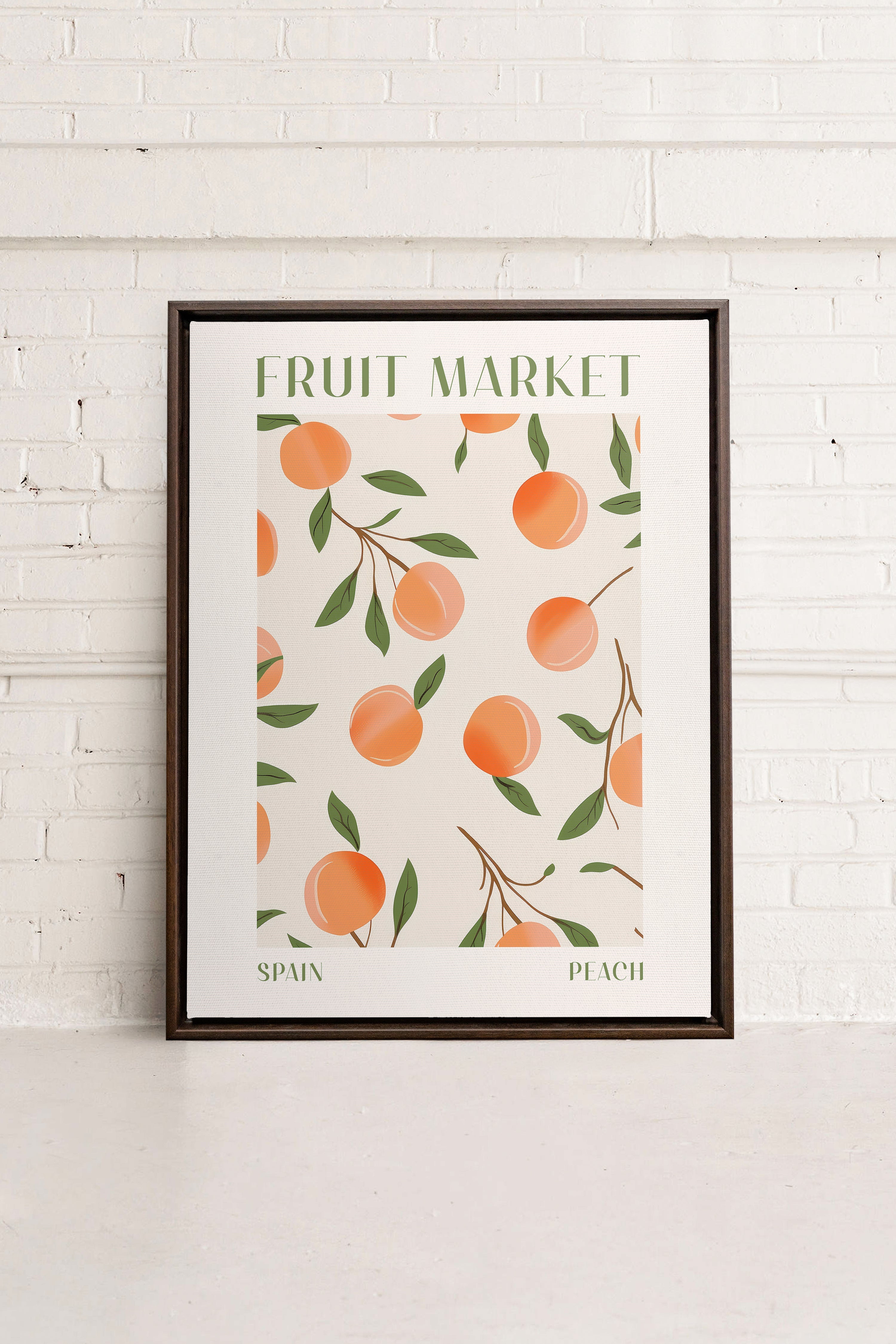 OLEKA CANVAS - PEACH, Oeuvre sur toile étirée, encadré Brun Noyer