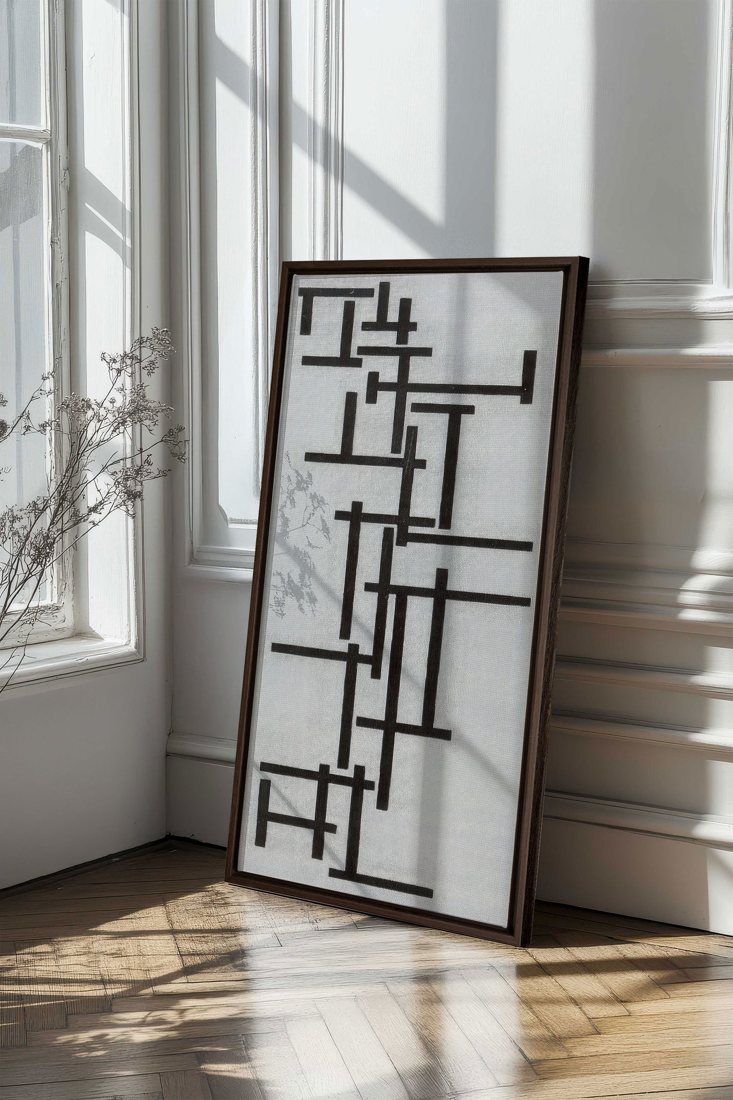 NOIR CONSCIENT, Oeuvre sur toile étirée, encadré Brun Noyer