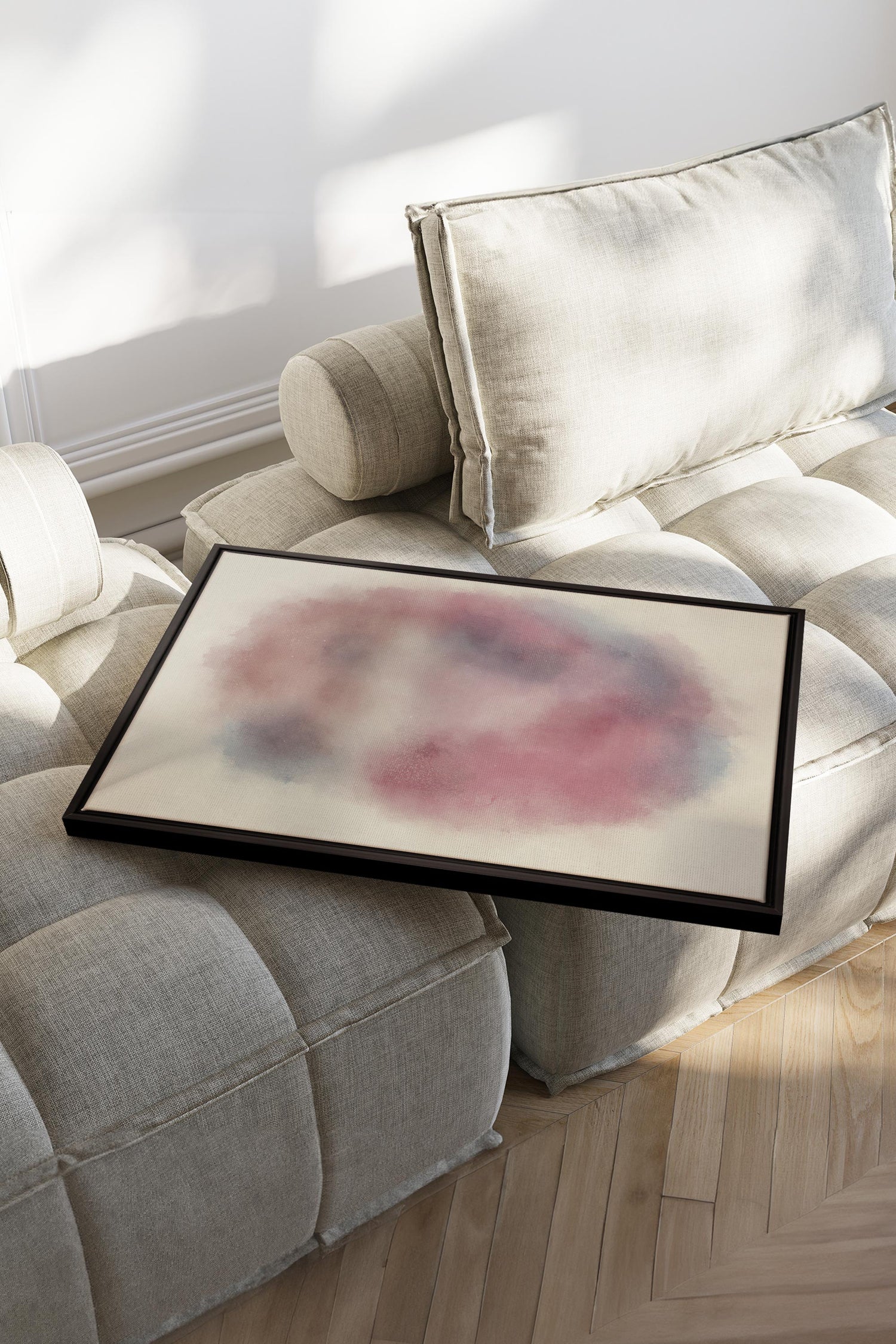 OLEKA CANVAS - PASTEL CLOUD, Oeuvre sur toile étirée, encadré Noir