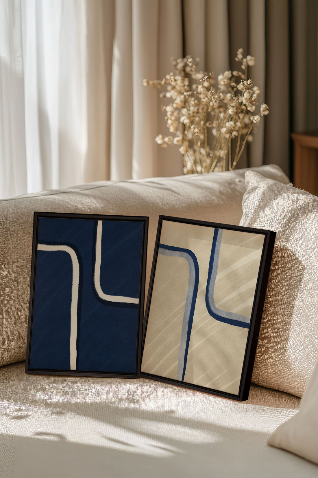 OLEKA CANVAS - DUAL FORM DUO, 2 Oeuvres sur toile étirée, encadré Noir