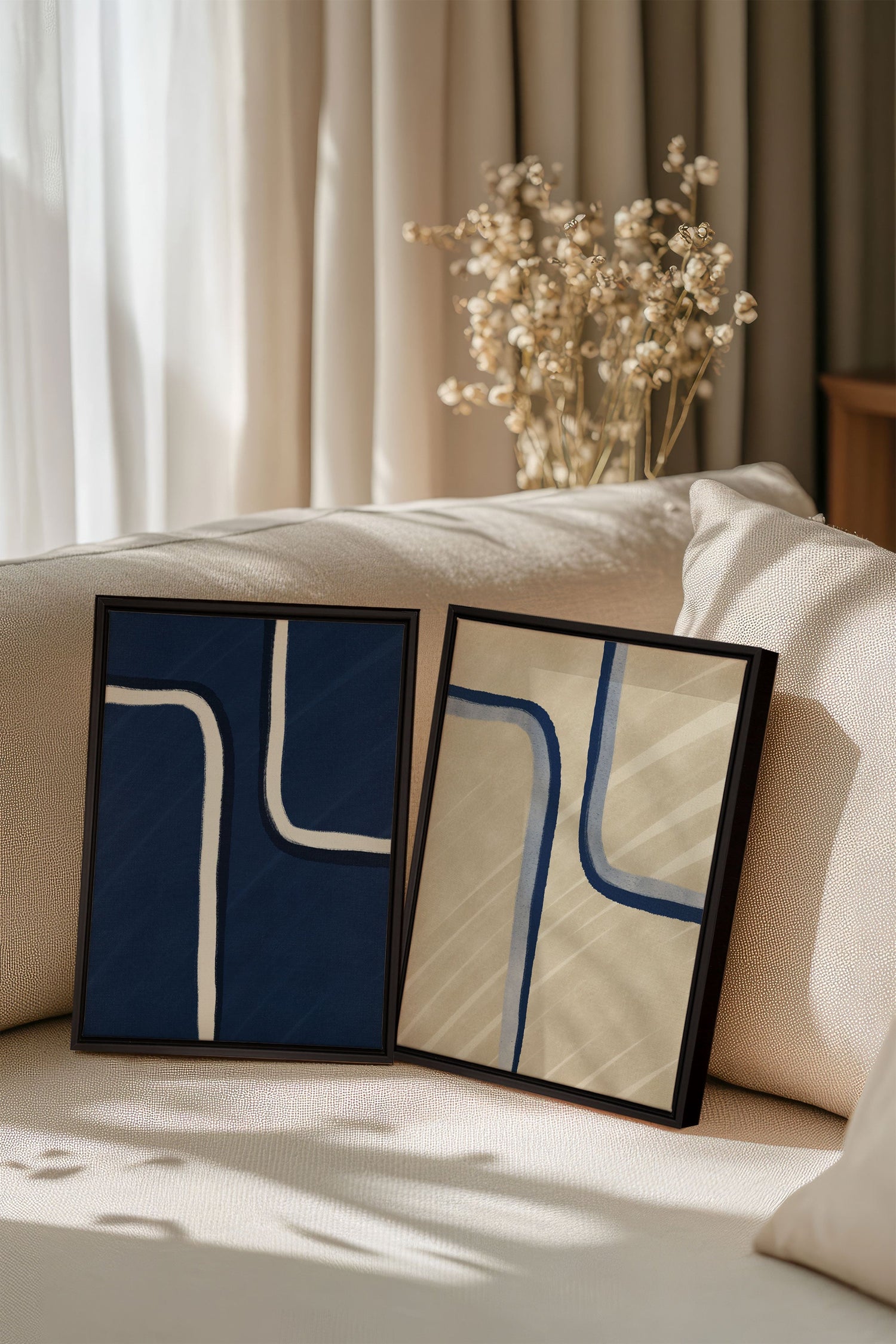 OLEKA CANVAS - DUAL FORM DUO, 2 Oeuvres sur toile étirée, encadré Noir