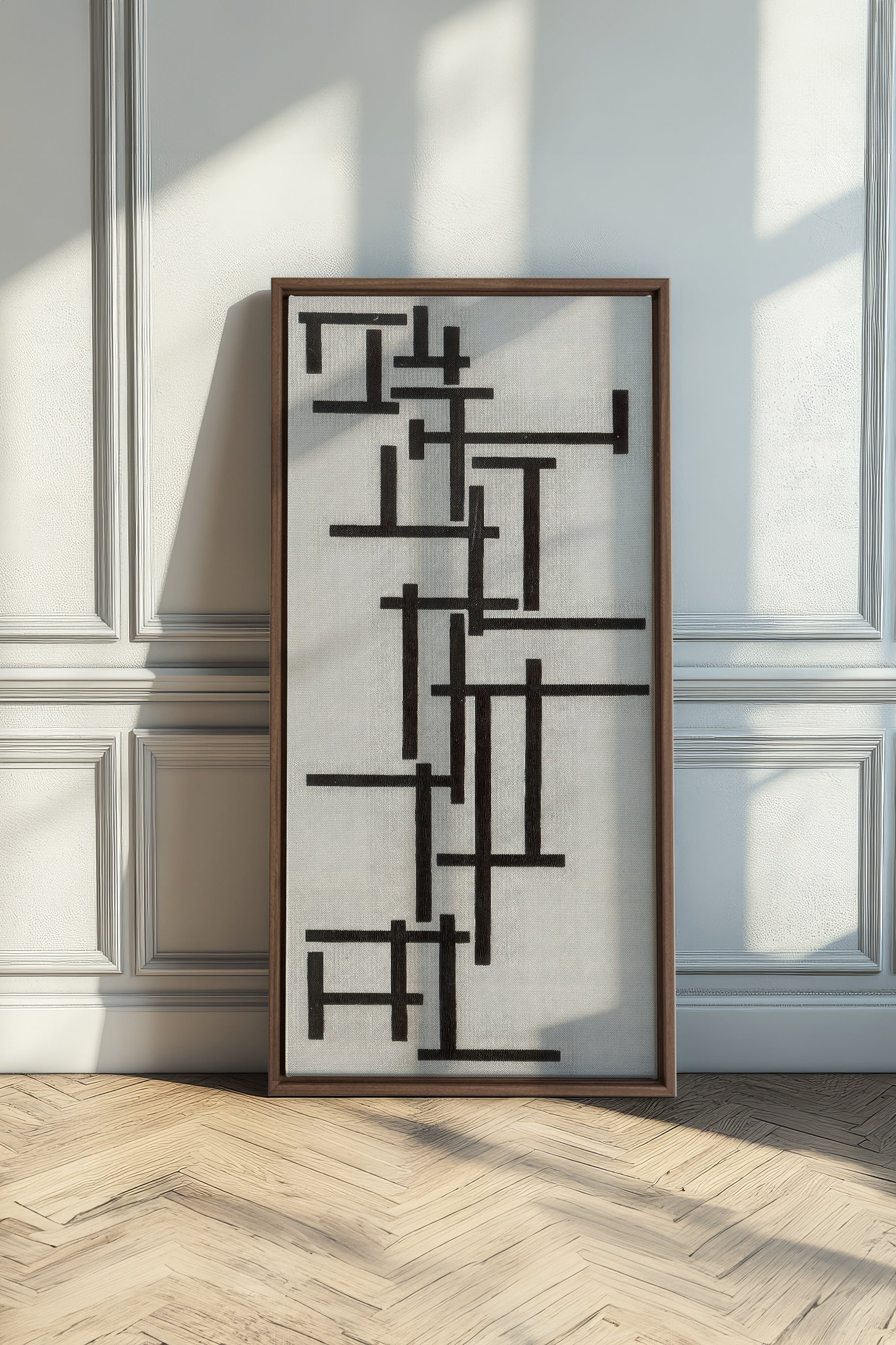 CONSCIOUS BLACK, Artwork on stretched canvas, framed in Oak Brown