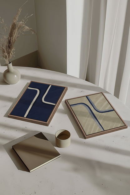 OLEKA CANVAS - DUAL FORM DUO, 2 Oeuvres sur toile étirée, encadré Brun Chêne