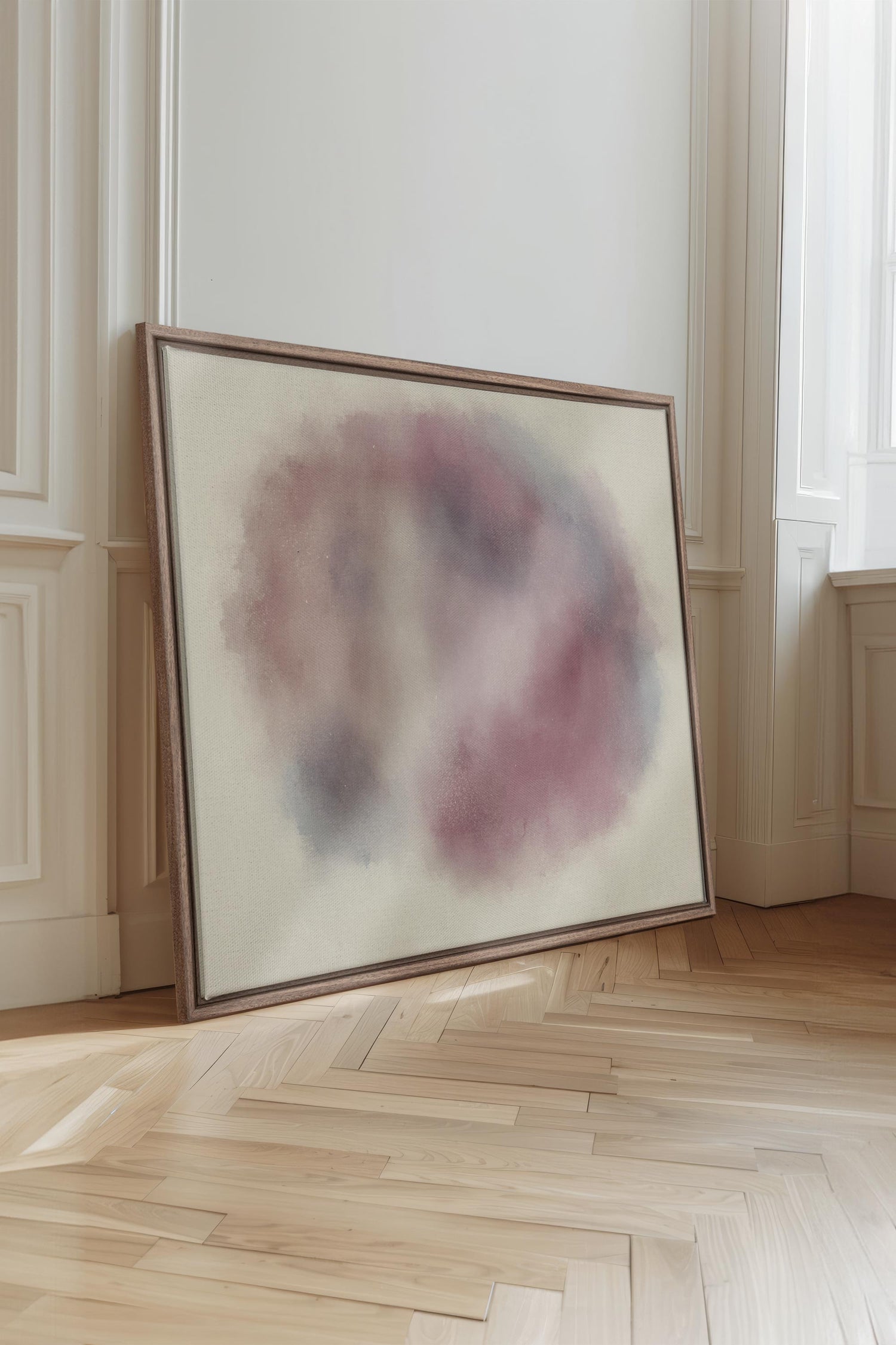 OLEKA CANVAS - PASTEL CLOUD, Oeuvre sur toile étirée, encadré Brun Chêne