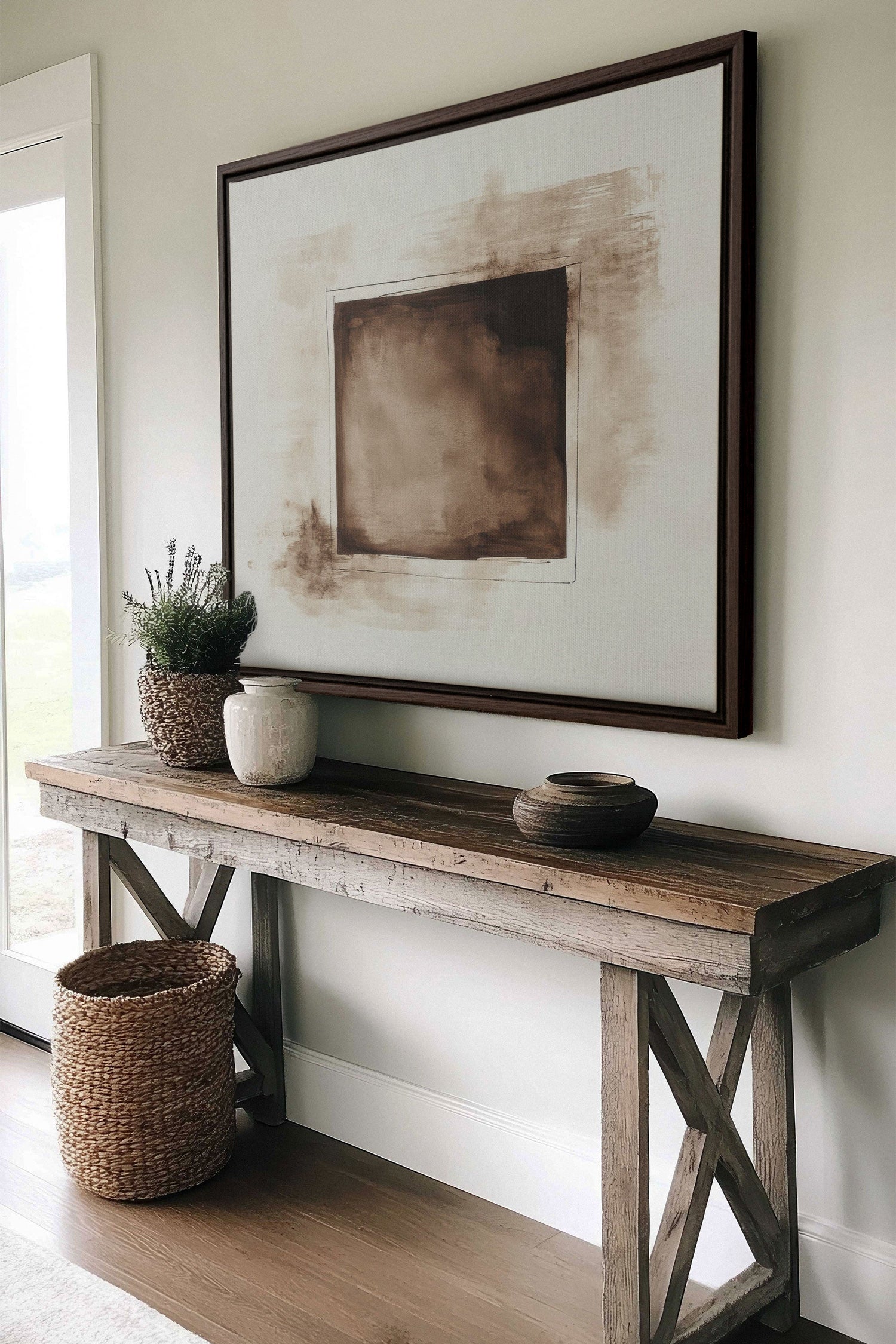 OLEKA CANVAS - WINDOW TO THE PAST, Oeuvre sur toile étirée, encadré Brun Noyer