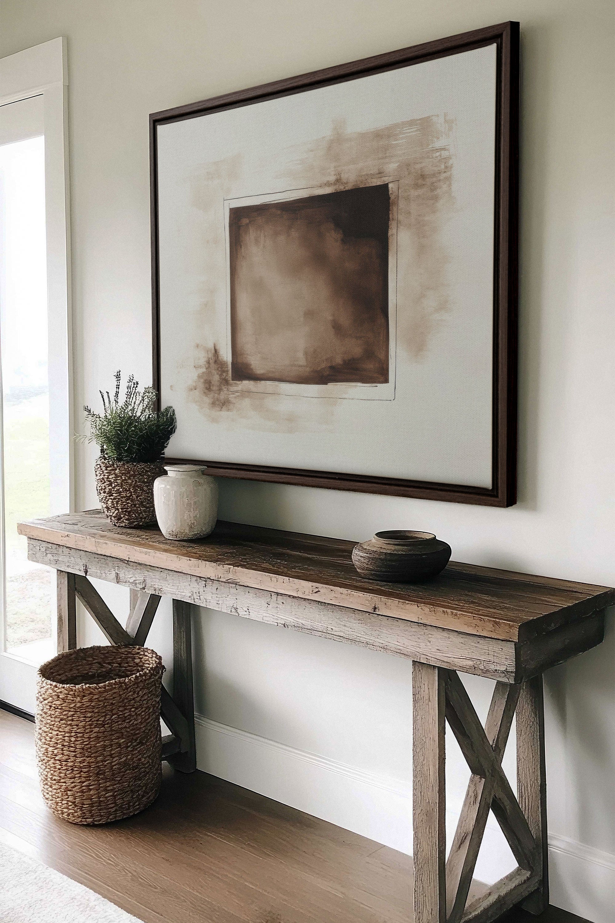 OLEKA CANVAS - WINDOW TO THE PAST, Oeuvre sur toile étirée, encadré Brun Noyer