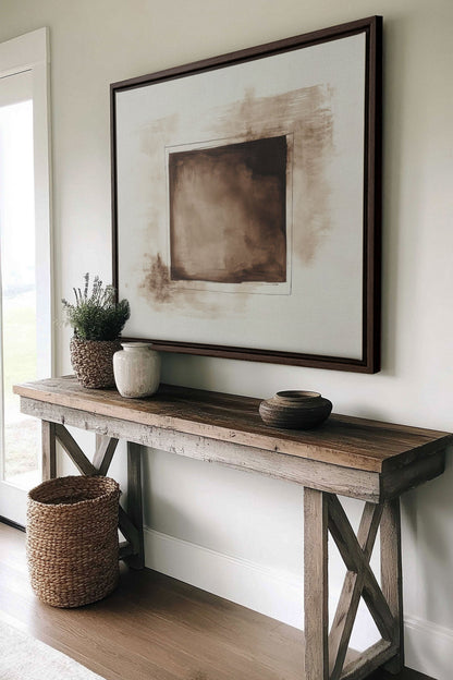 OLEKA CANVAS - WINDOW TO THE PAST, Oeuvre sur toile étirée, encadré Brun Noyer