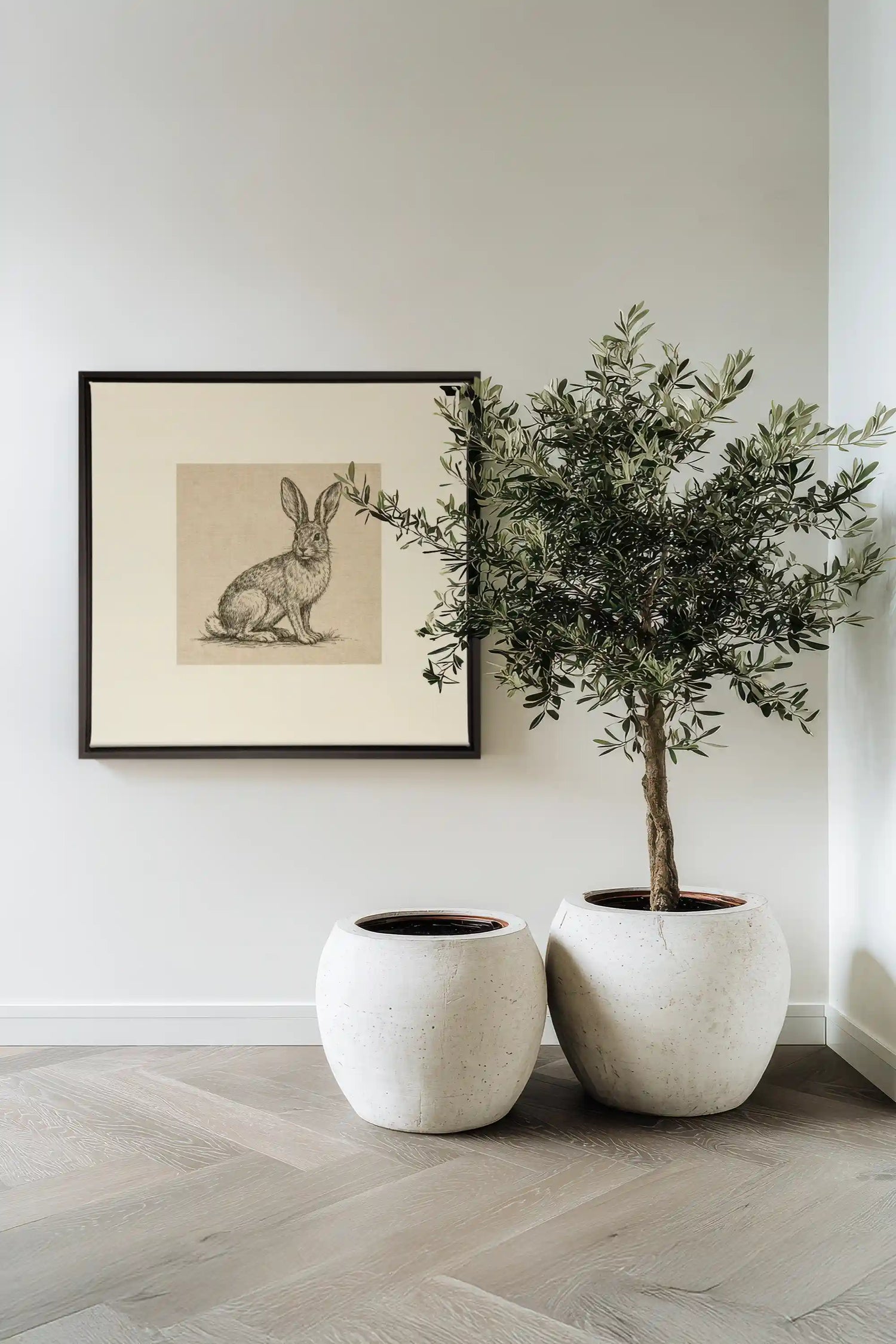 LAPIN DE LIN, Work on stretched canvas, framed Black