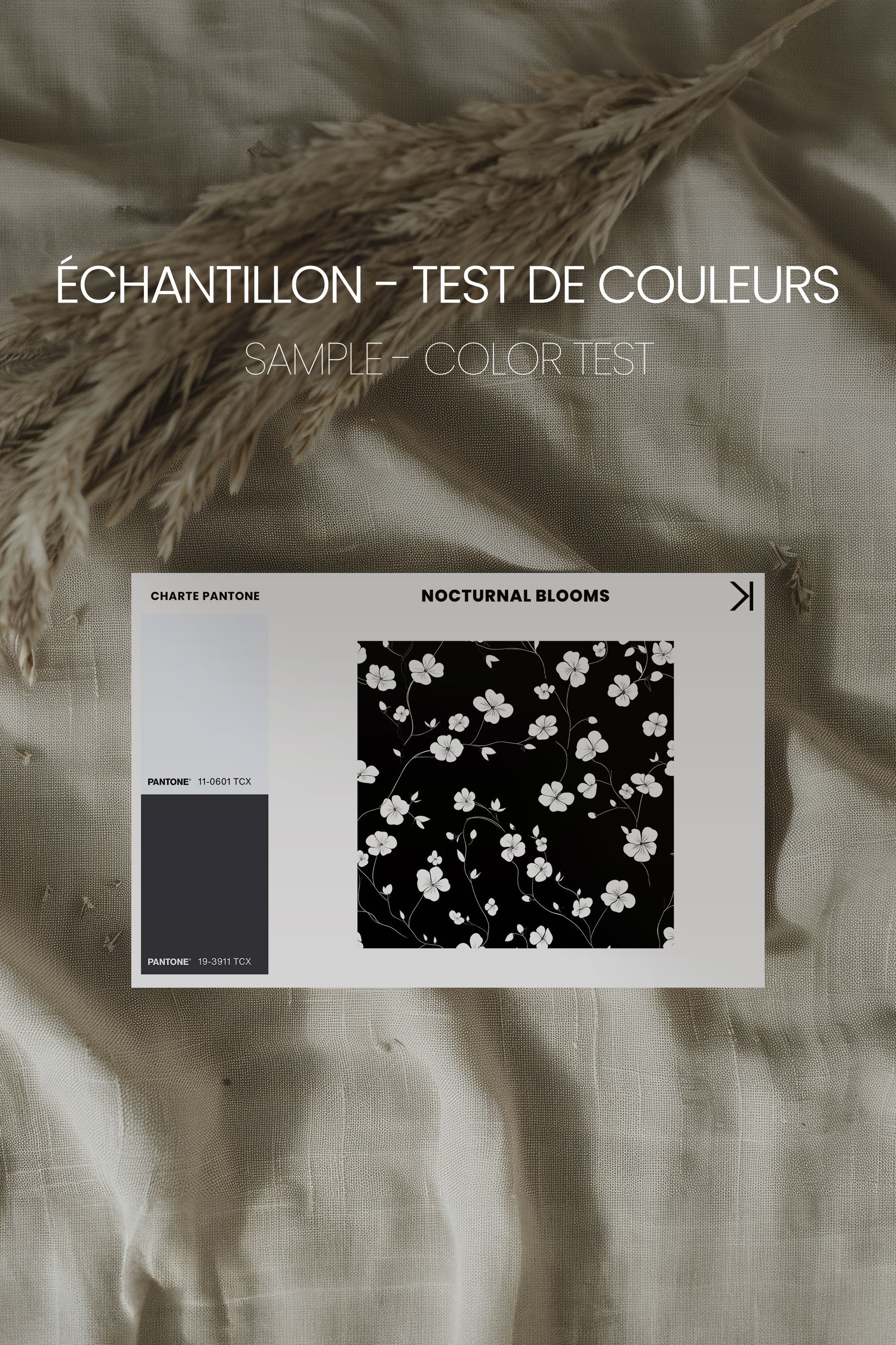 OLEKA CANVAS - NOCTURNAL BLOOMS, Oeuvre sur toile étirée, encadré Brun Noyer