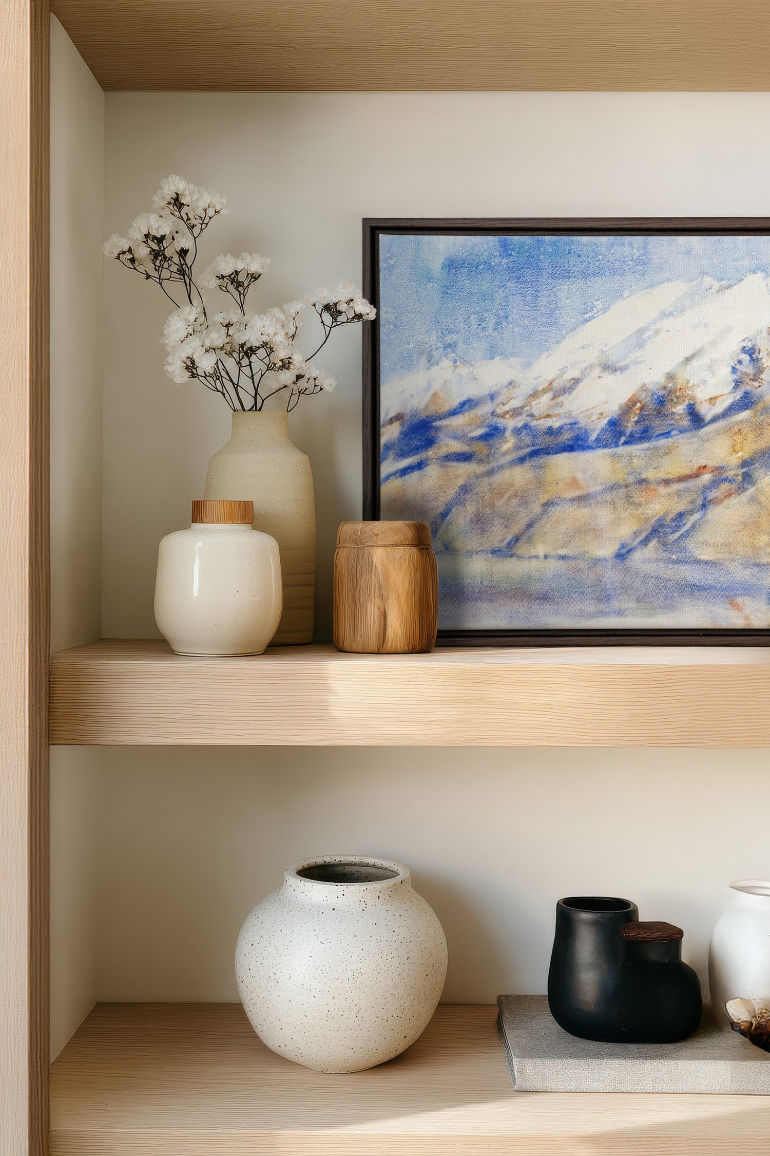 HORIZON CRISTALLIN, Oeuvre sur toile étirée, encadré Noir