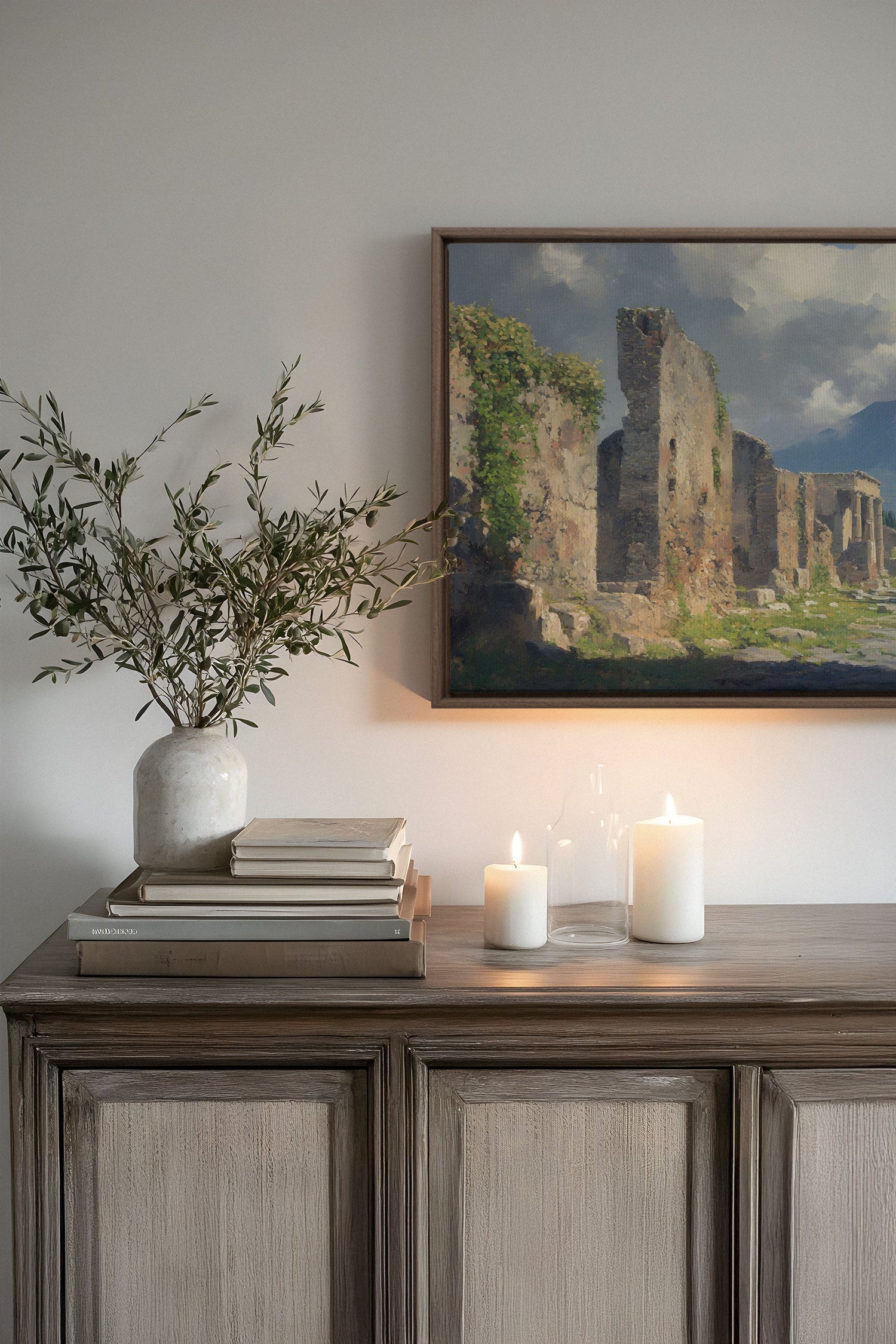 OLEKA CANVAS - SHADOWS OF THE PAST, Oeuvre sur toile étirée, encadré Brun Chêne