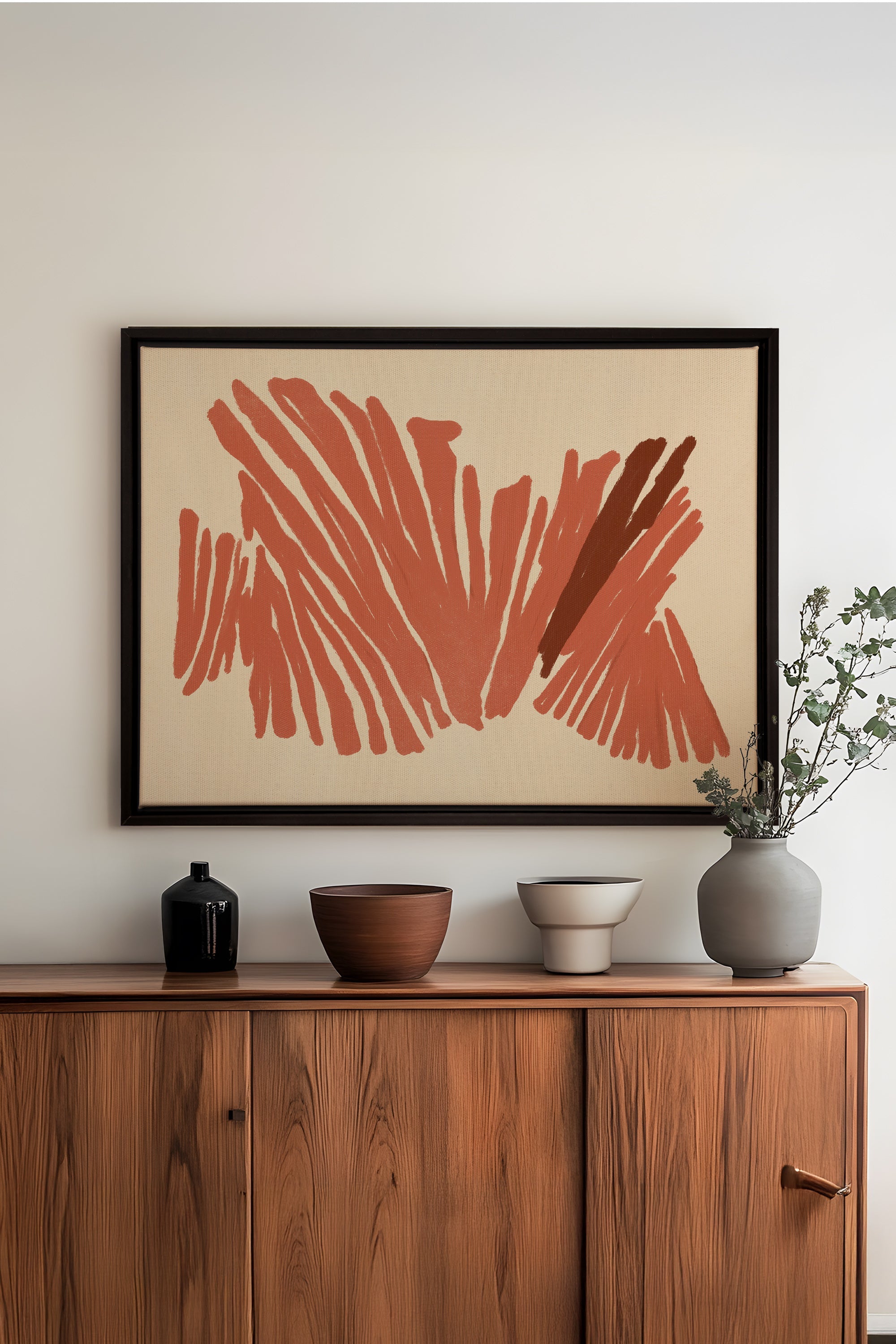 OLEKA CANVAS - BURNT ECHO, Oeuvre sur toile étirée, encadré Noir