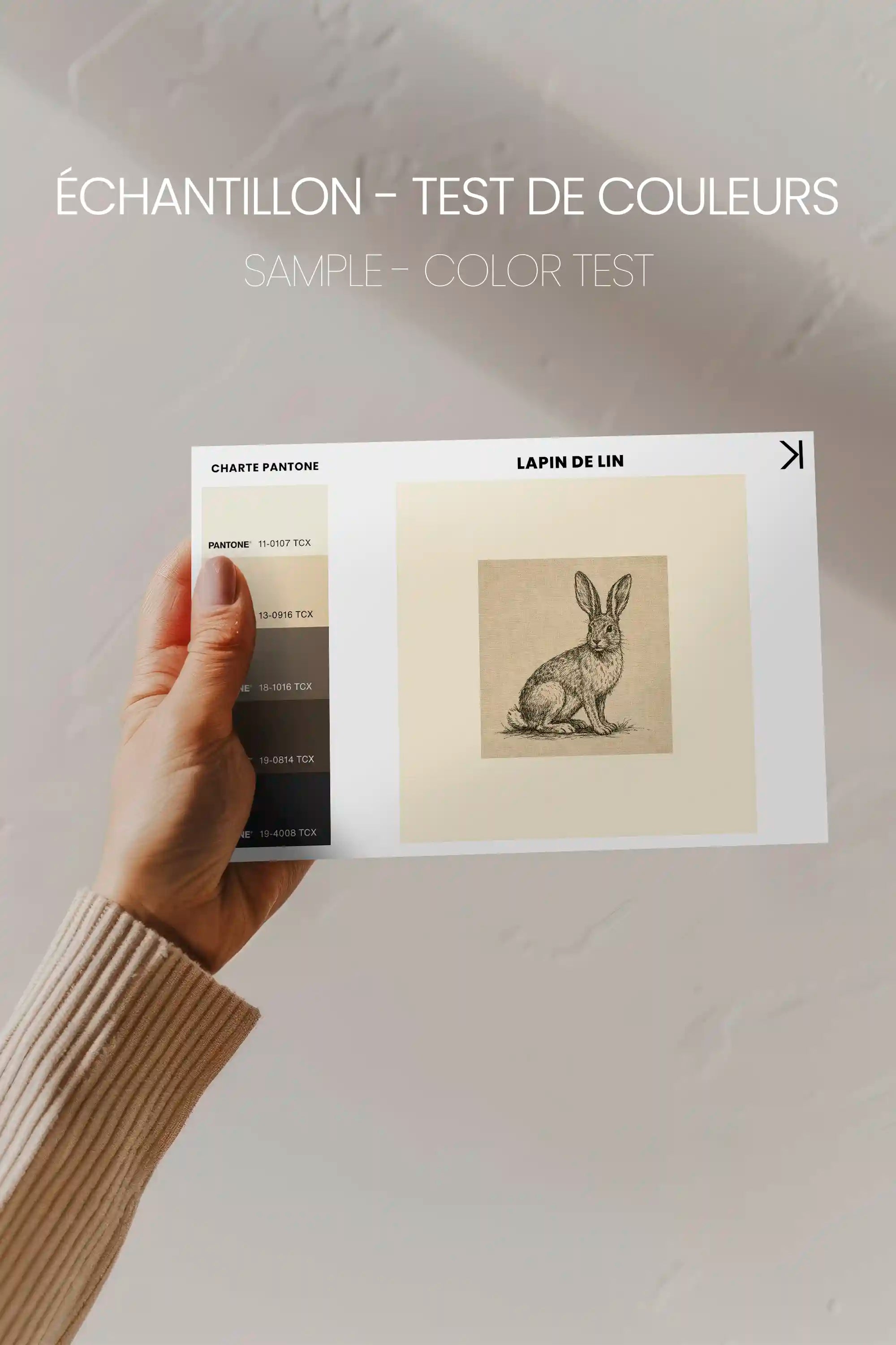 LAPIN DE LIN, Work on stretched canvas, framed Oak Brown