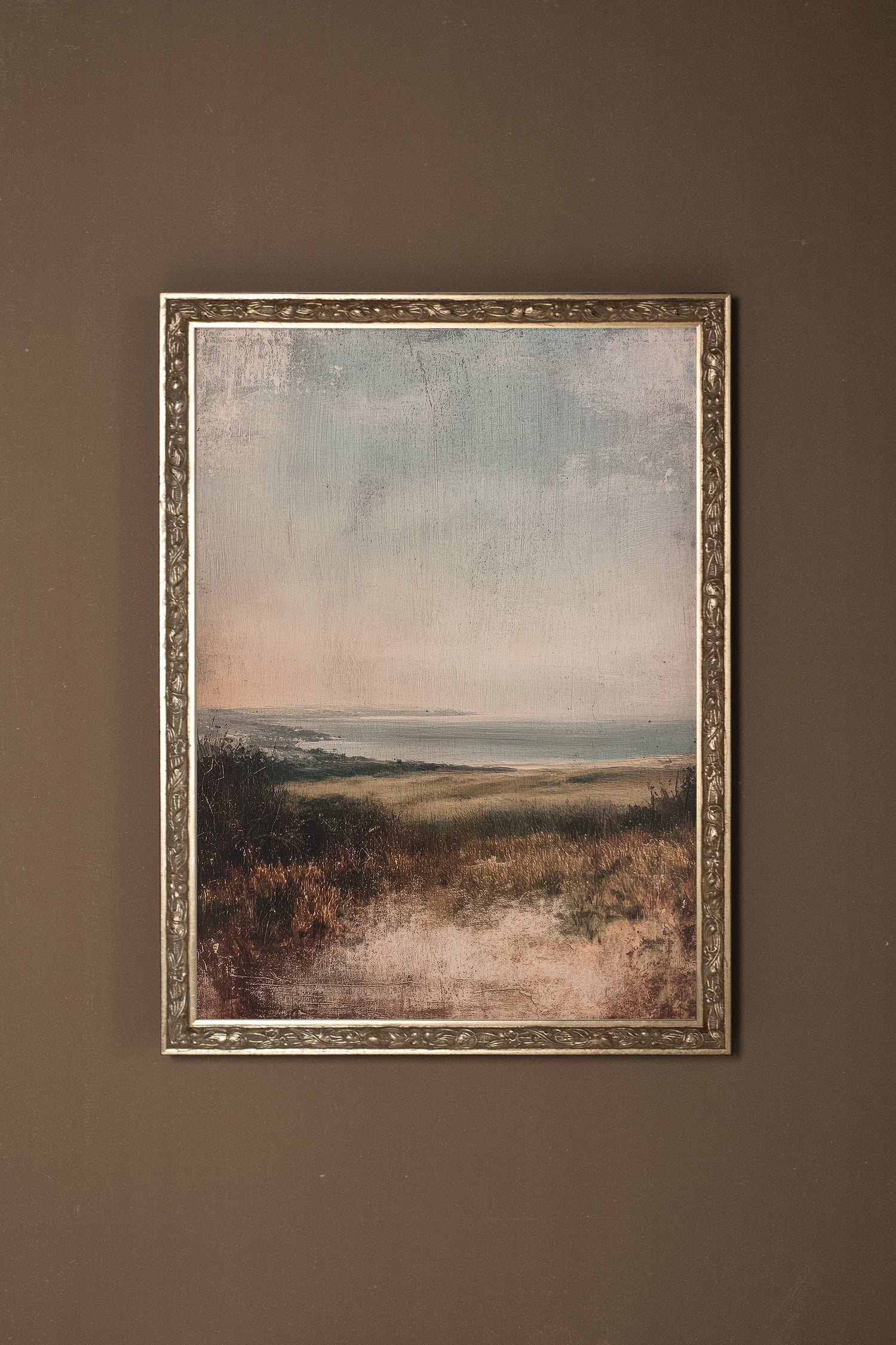 SABLE ET BRUME, Oeuvre sur toile rigide, encadré Vintage Argent