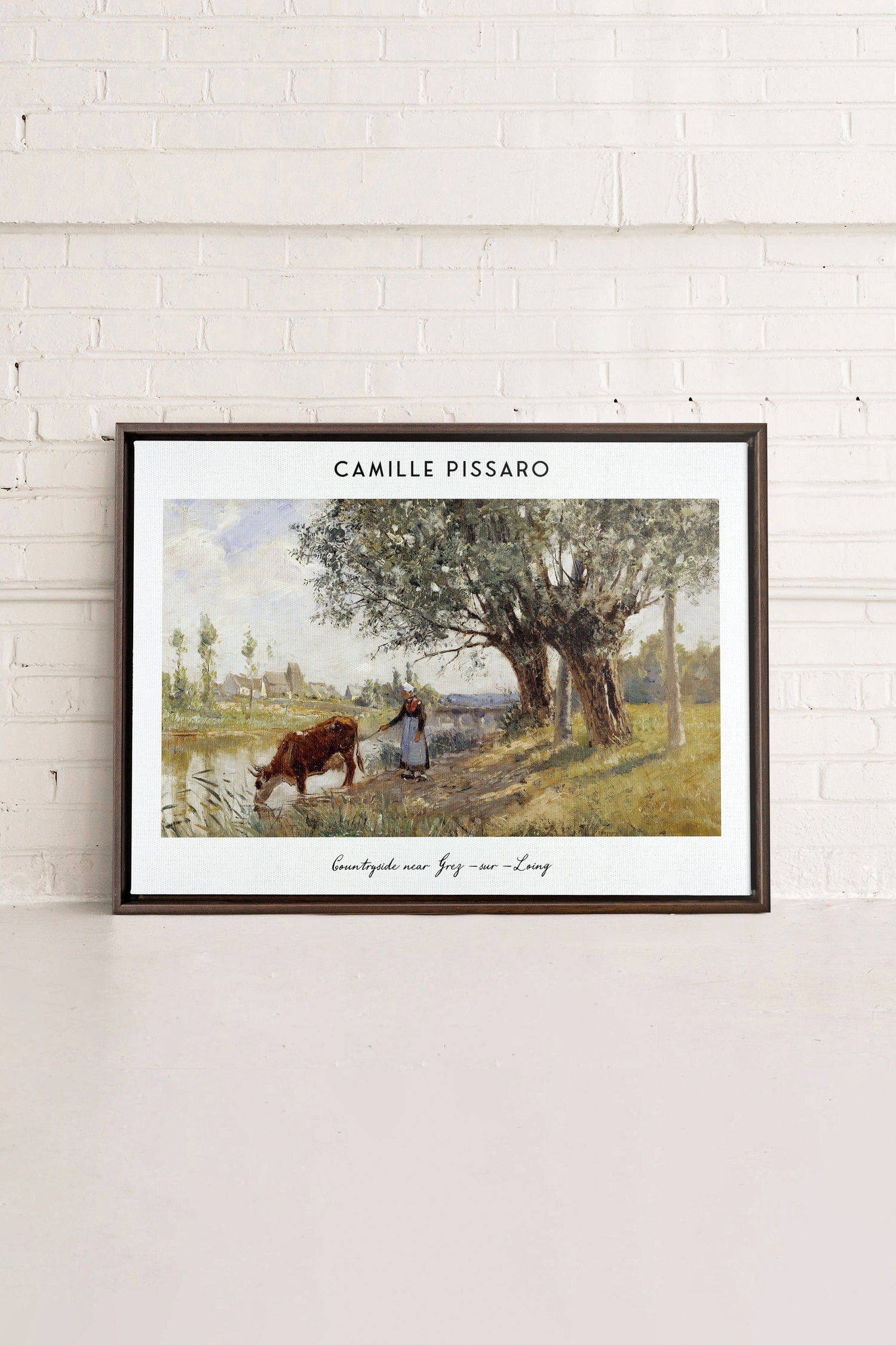 OLEKA CANVAS - PISSARO, Oeuvre sur toile étirée, encadré Brun Noyer