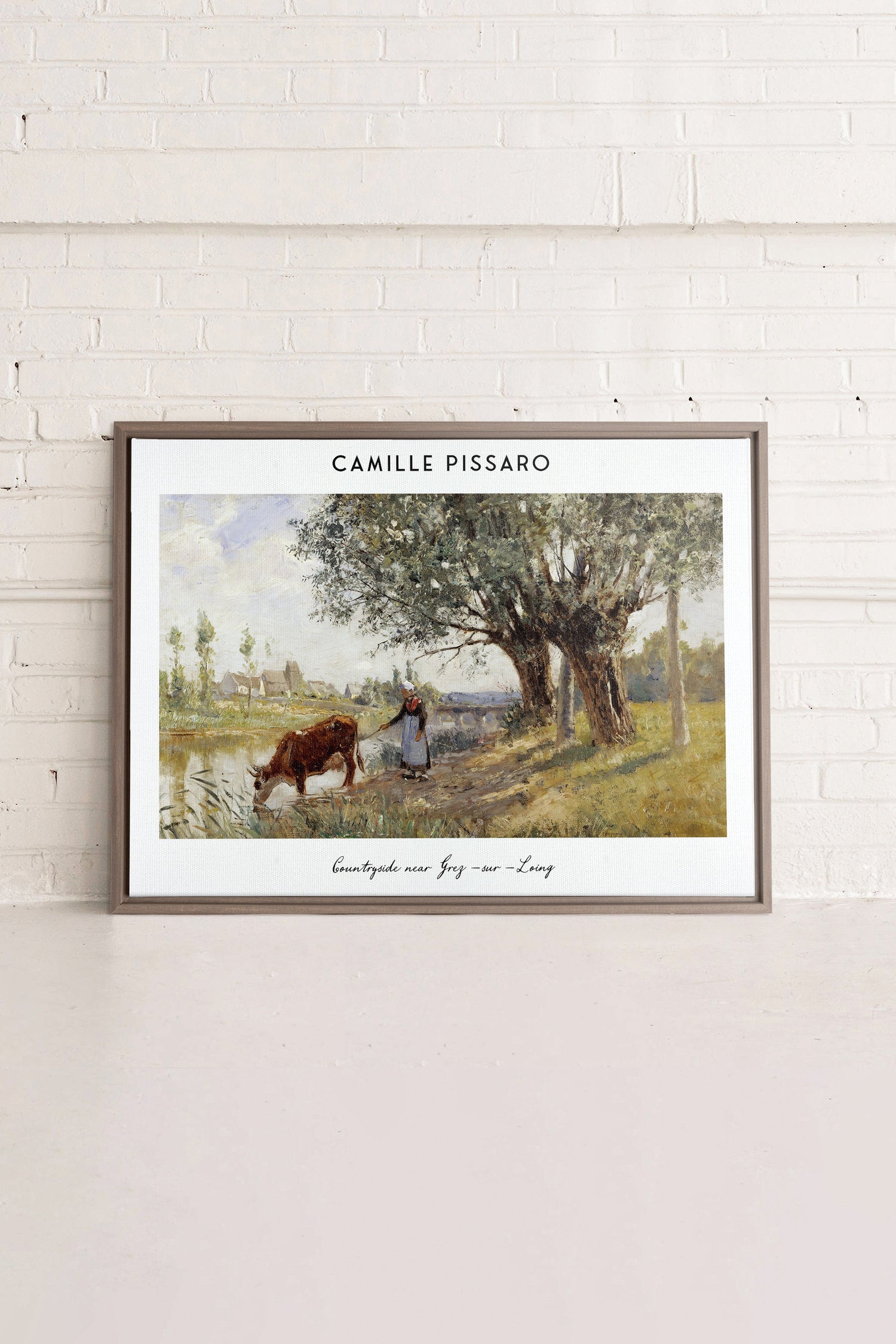 OLEKA CANVAS - PISSARO, Oeuvre sur toile étirée, encadré Brun Chêne