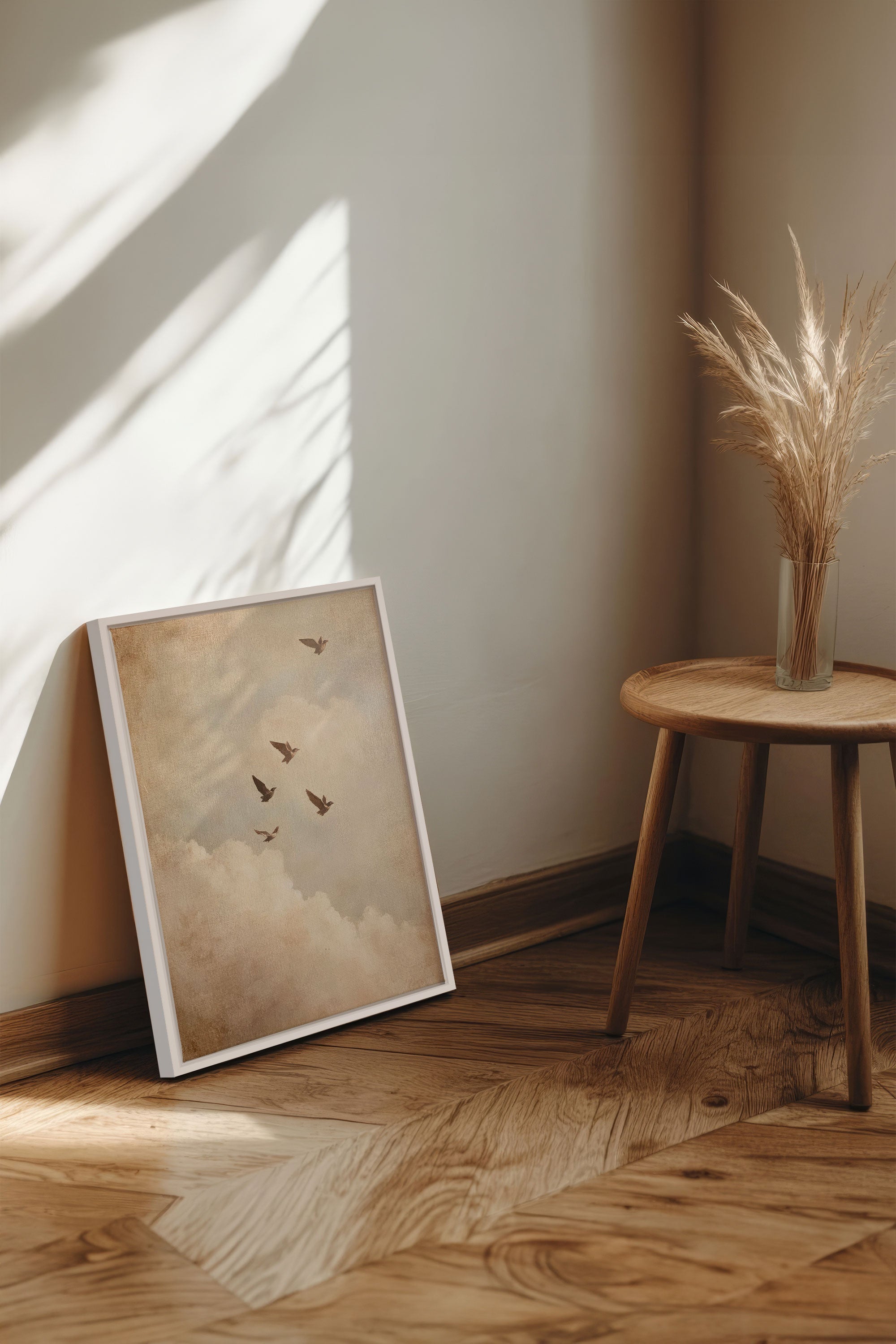 OLEKA CANVAS - VOLÉE DE SOUVENIRS, Oeuvre sur toile étirée, encadré Blanc