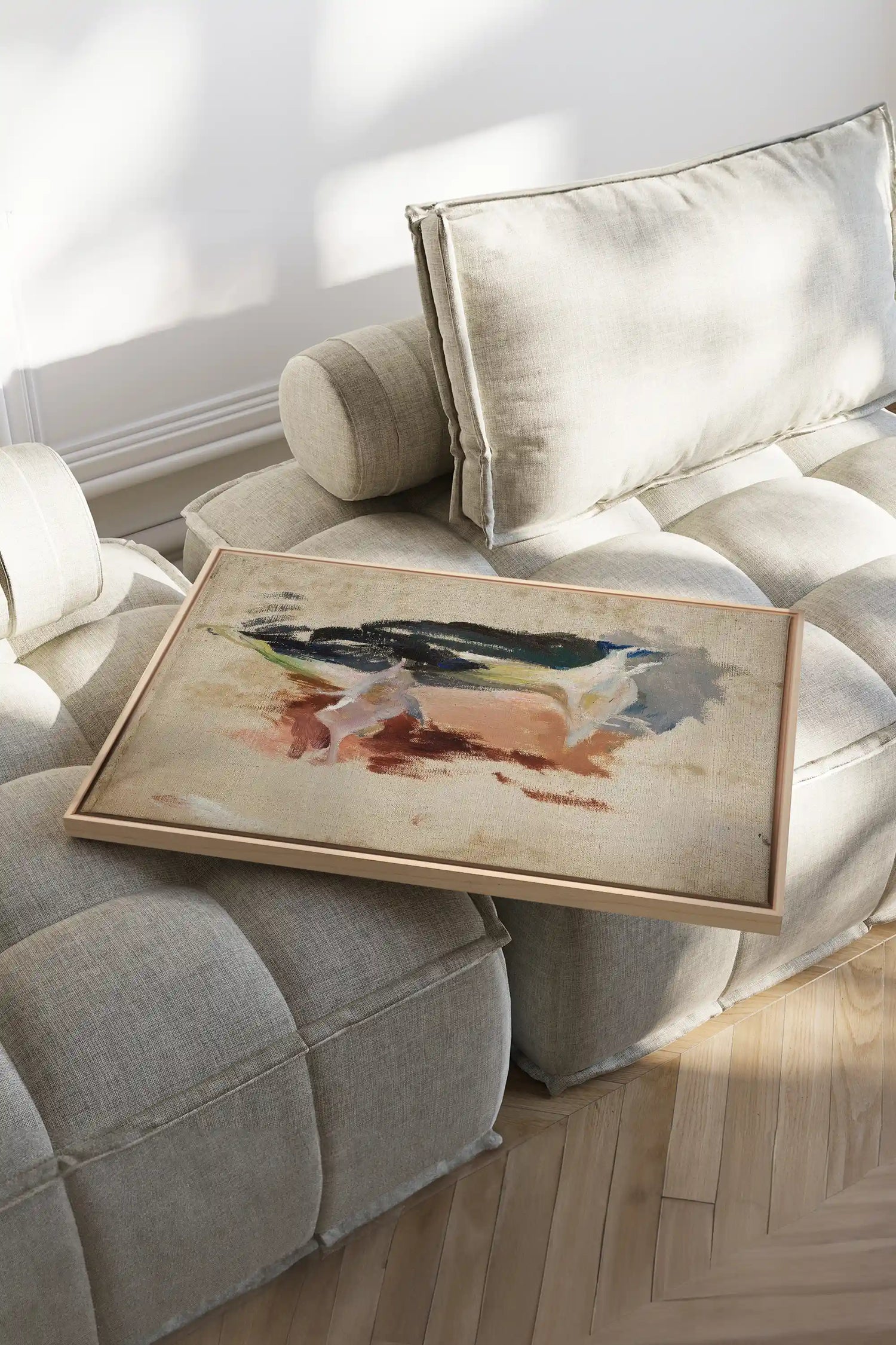 ORGANIC TRACE II, Work on stretched canvas, framed Naturel Clair