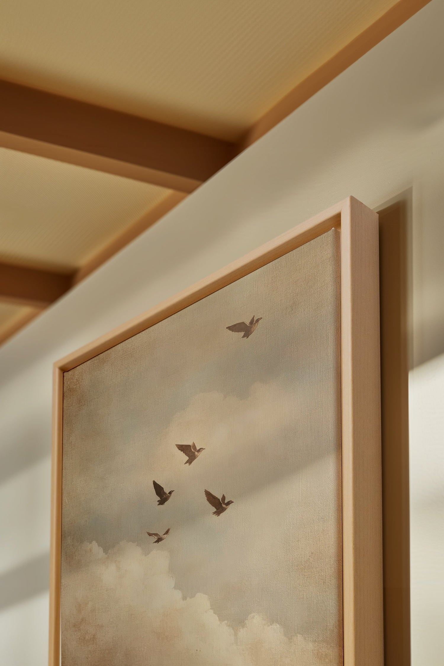 OLEKA CANVAS - VOLÉE DE SOUVENIRS, Oeuvre sur toile étirée, encadré Naturel Clair