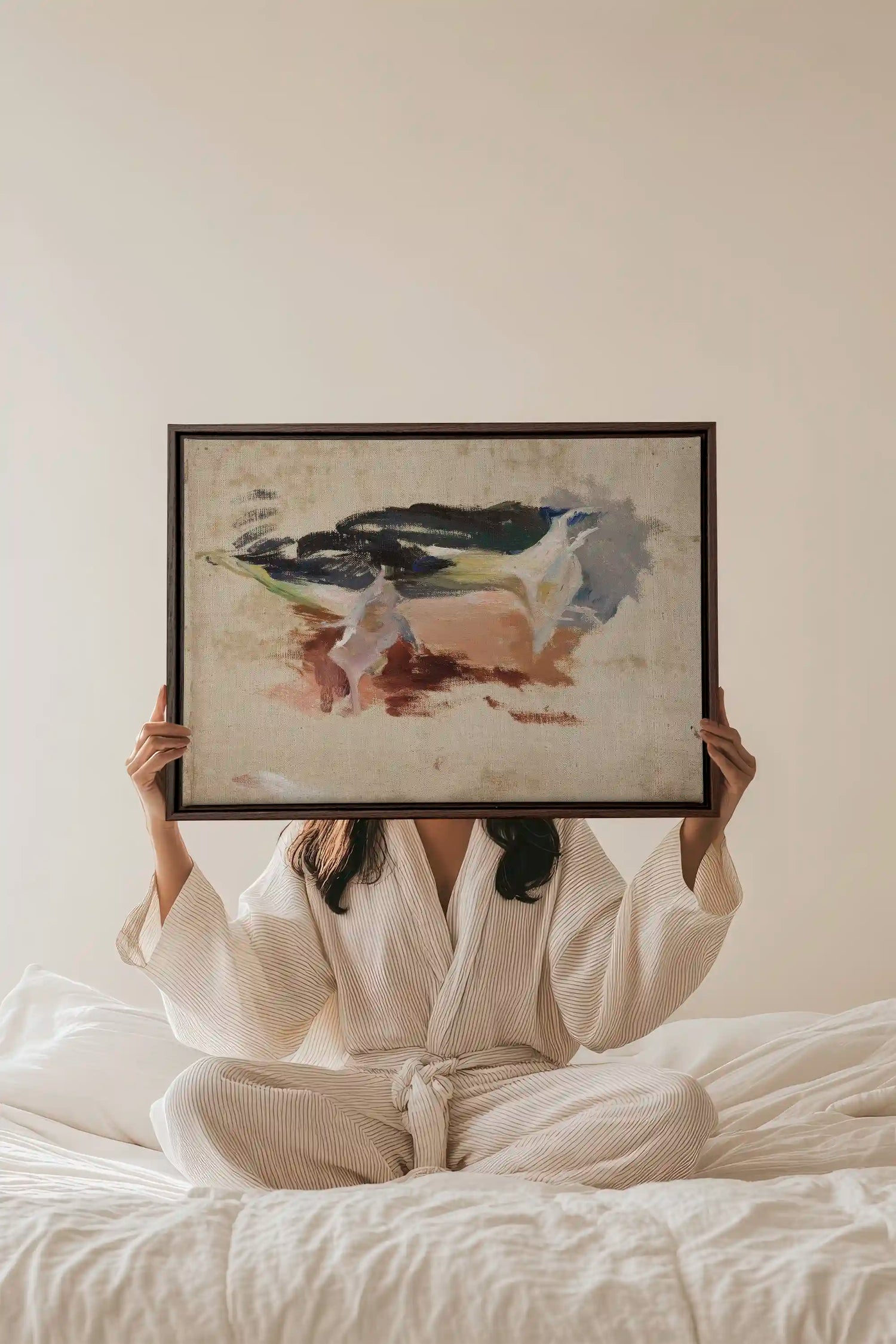 ORGANIC TRACE II, Oeuvre sur toile étirée, encadré Brun Noyer