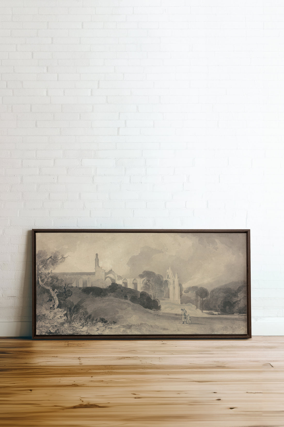 VESTIGES VOILÉS, Artwork on stretched canvas, framed in Brown Oak