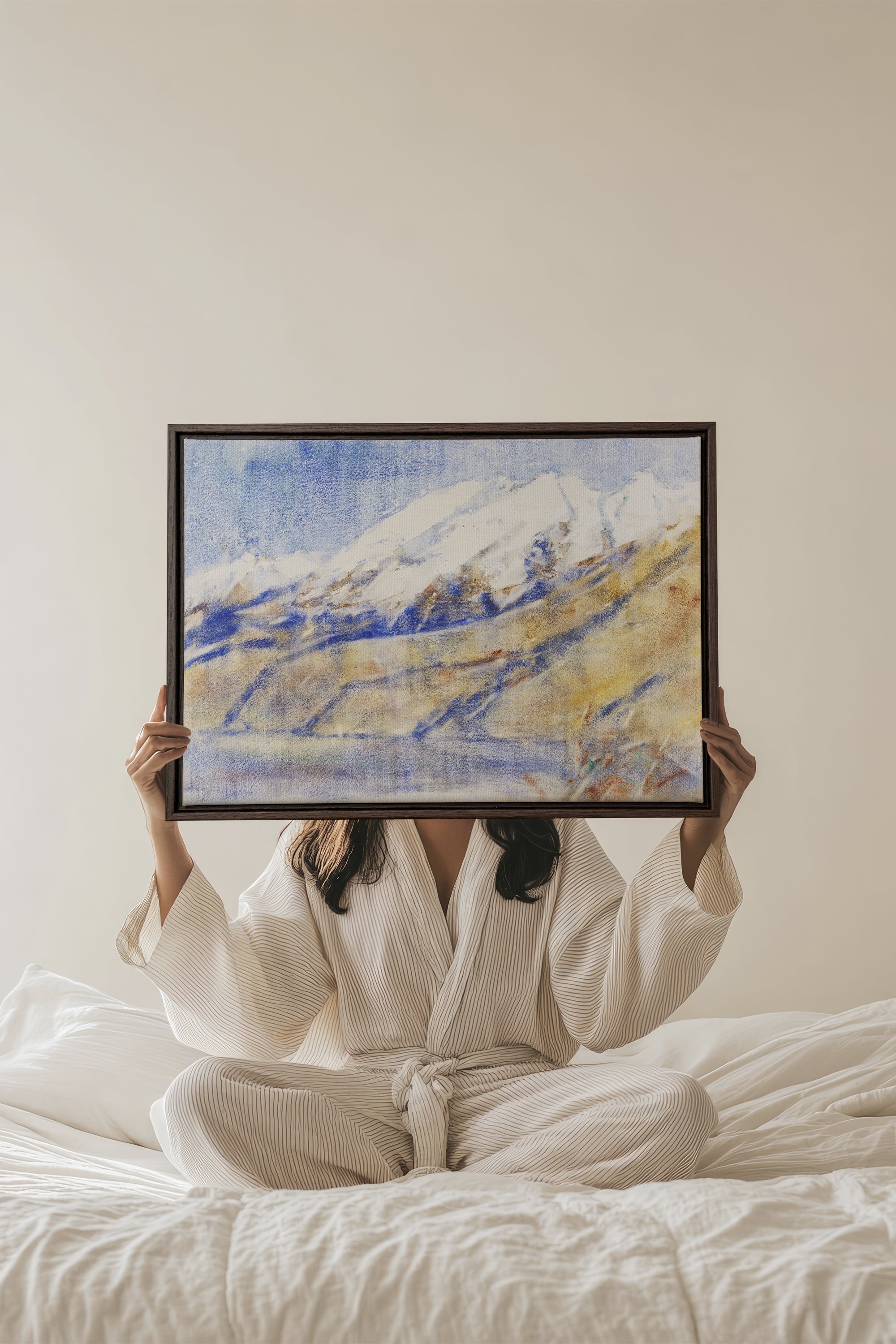 HORIZON CRISTALLIN, Oeuvre sur toile étirée, encadré Brun Noyer