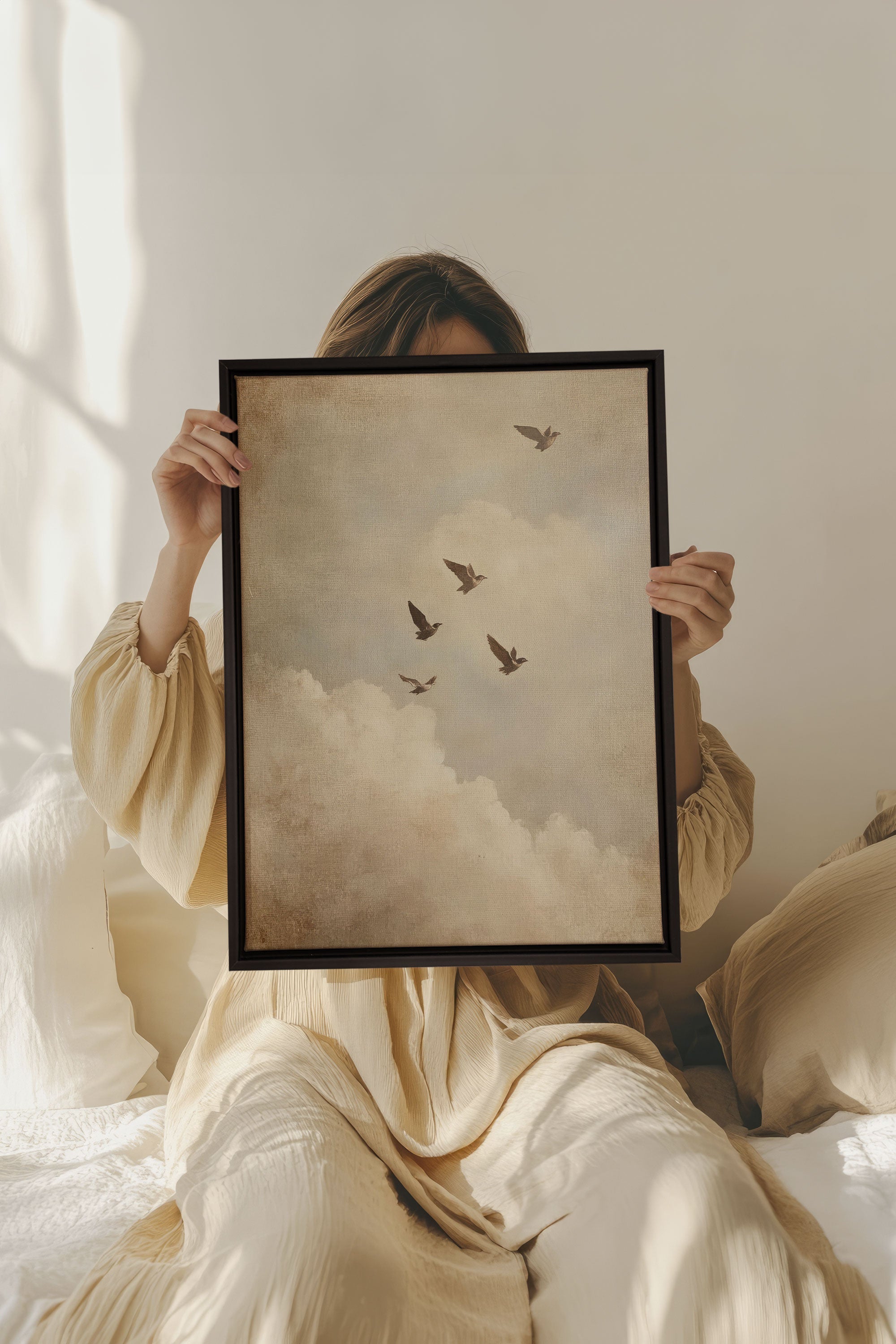 OLEKA CANVAS - VOLÉE DE SOUVENIRS, Oeuvre sur toile étirée, encadré Noir