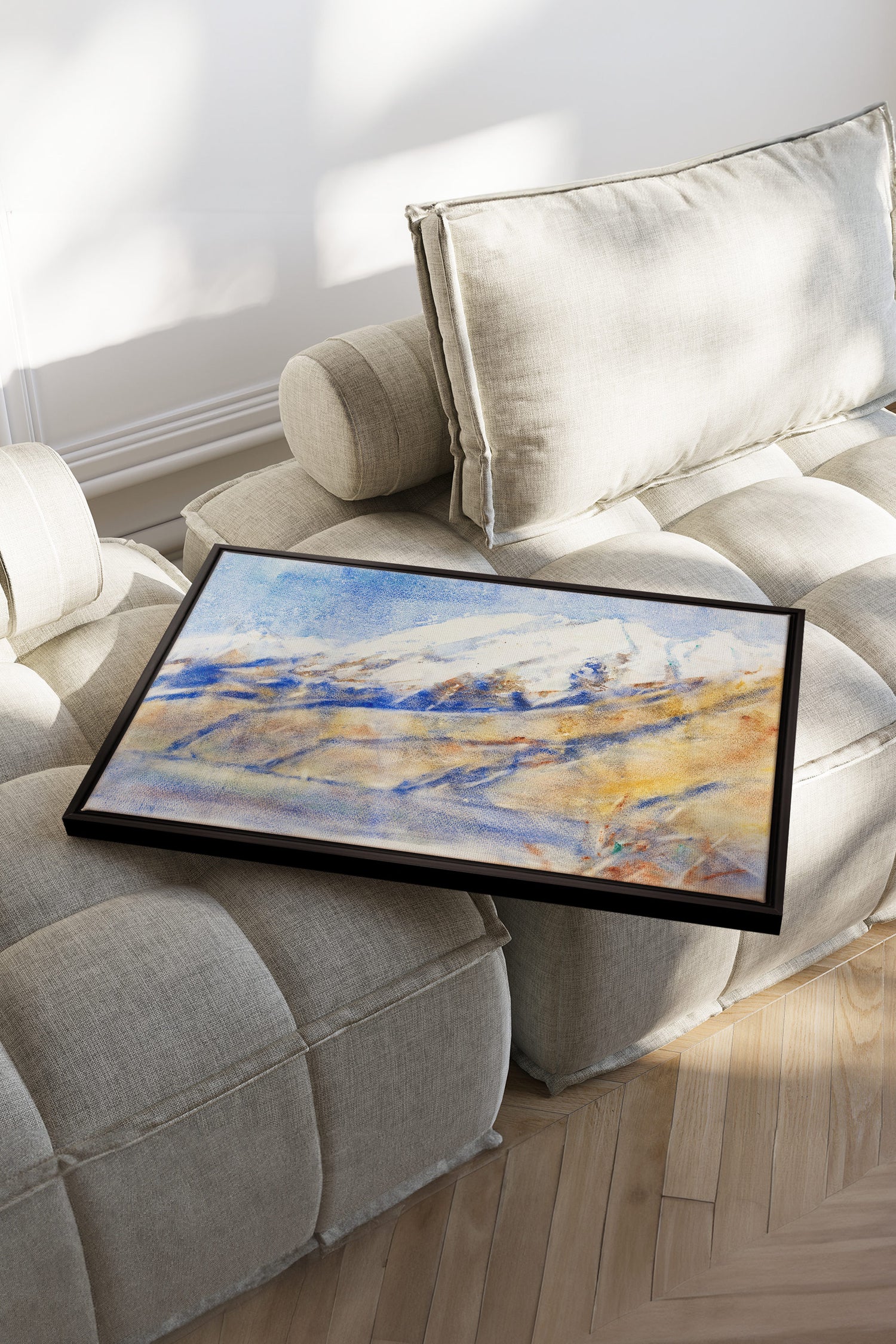 HORIZON CRISTALLIN, Oeuvre sur toile étirée, encadré Noir