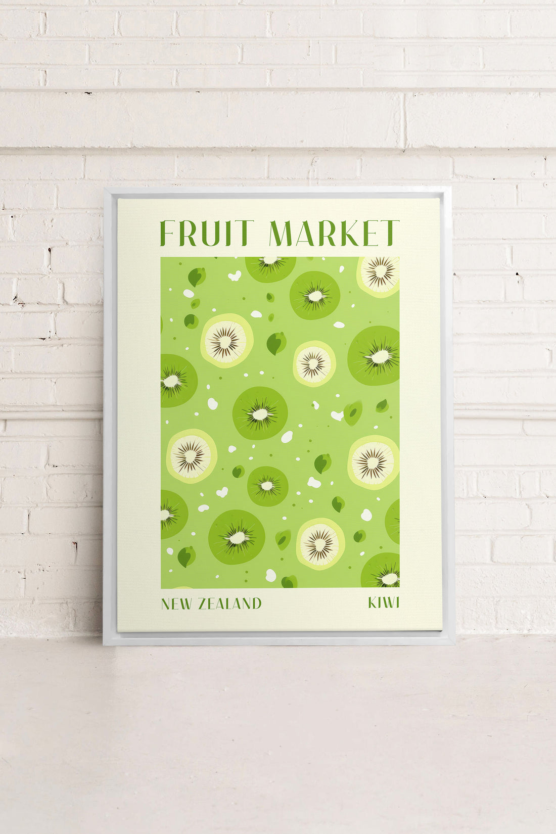 OLEKA CANVAS - KIWI, Oeuvre sur toile étirée, encadré Blanc