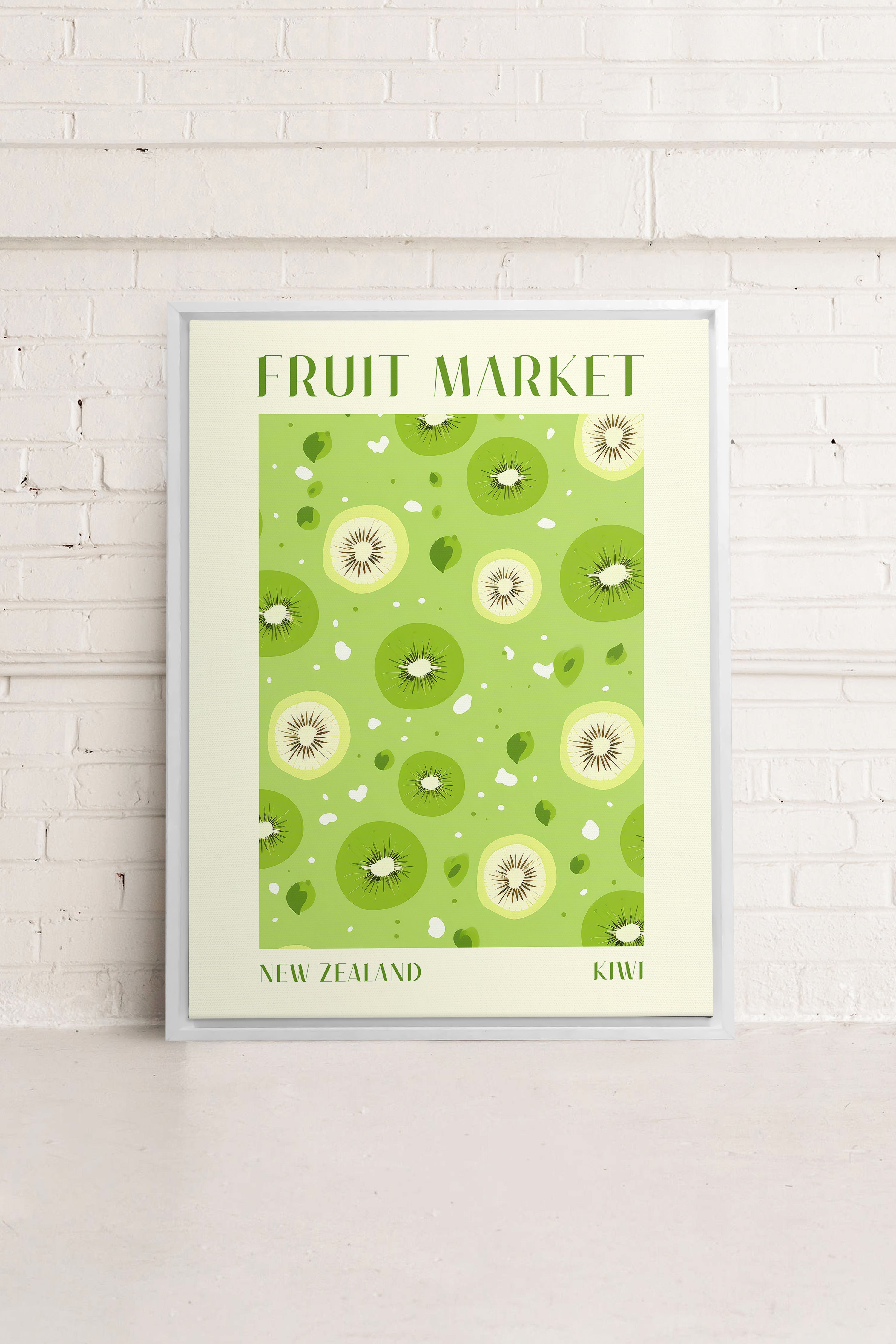 OLEKA CANVAS - KIWI, Oeuvre sur toile étirée, encadré Blanc