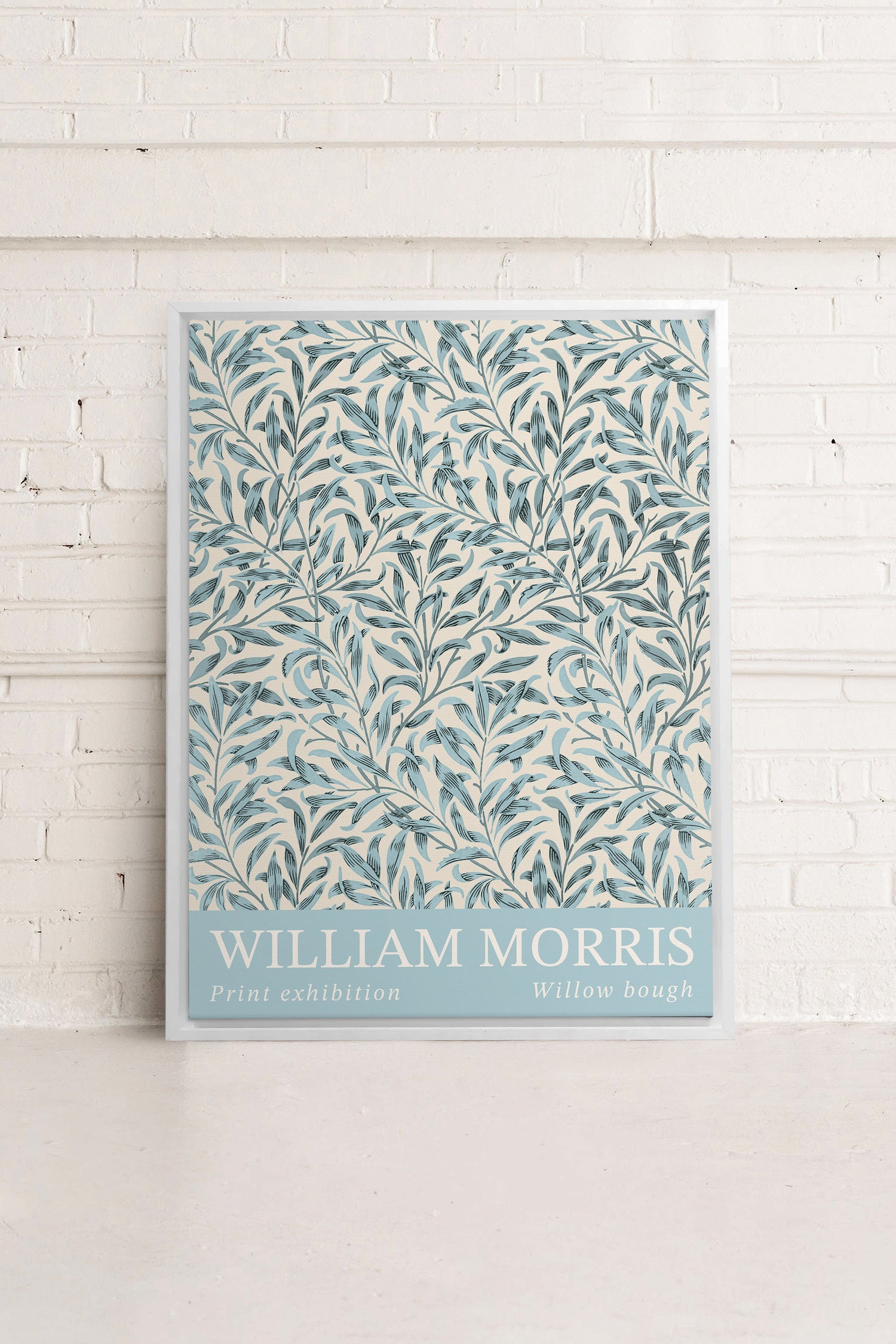 OLEKA CANVAS - BLEU MORRIS, Oeuvre sur toile étirée, encadré Blanc