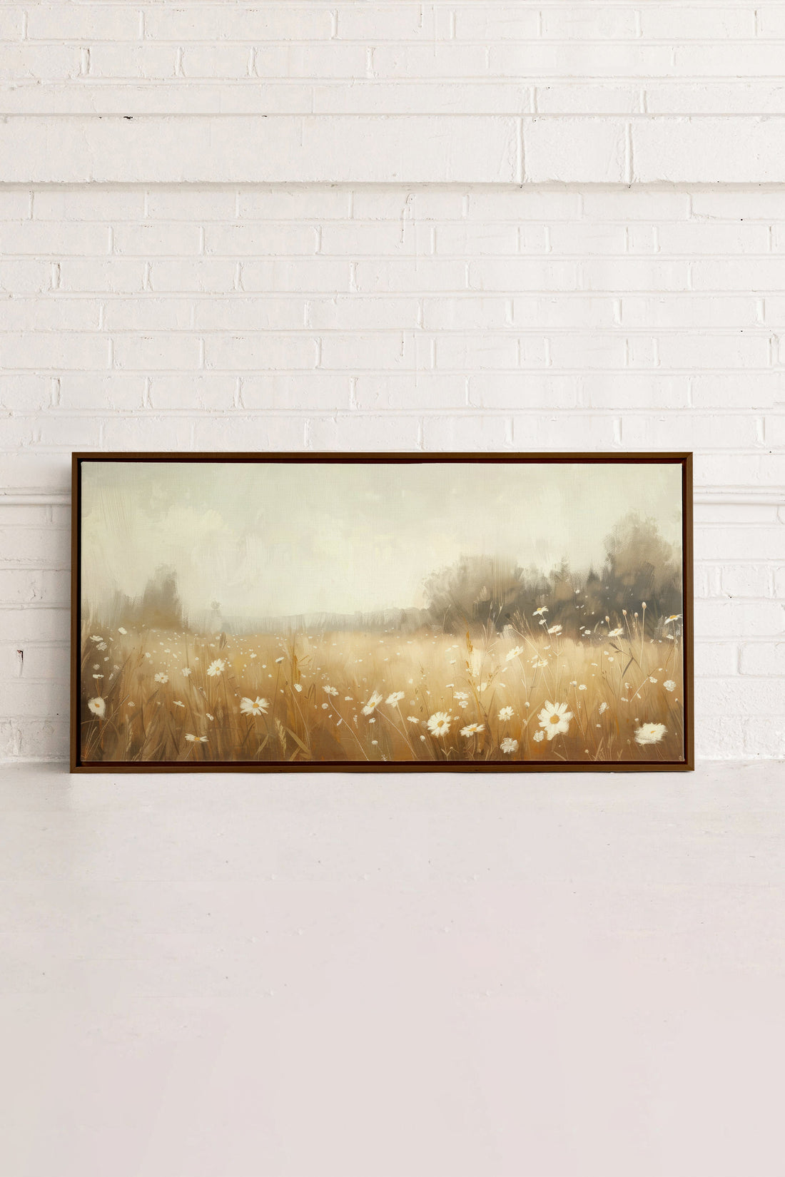 OLEKA CANVAS - Daisy Breeze, Oeuvre sur toile étirée, encadré Brun Noyer