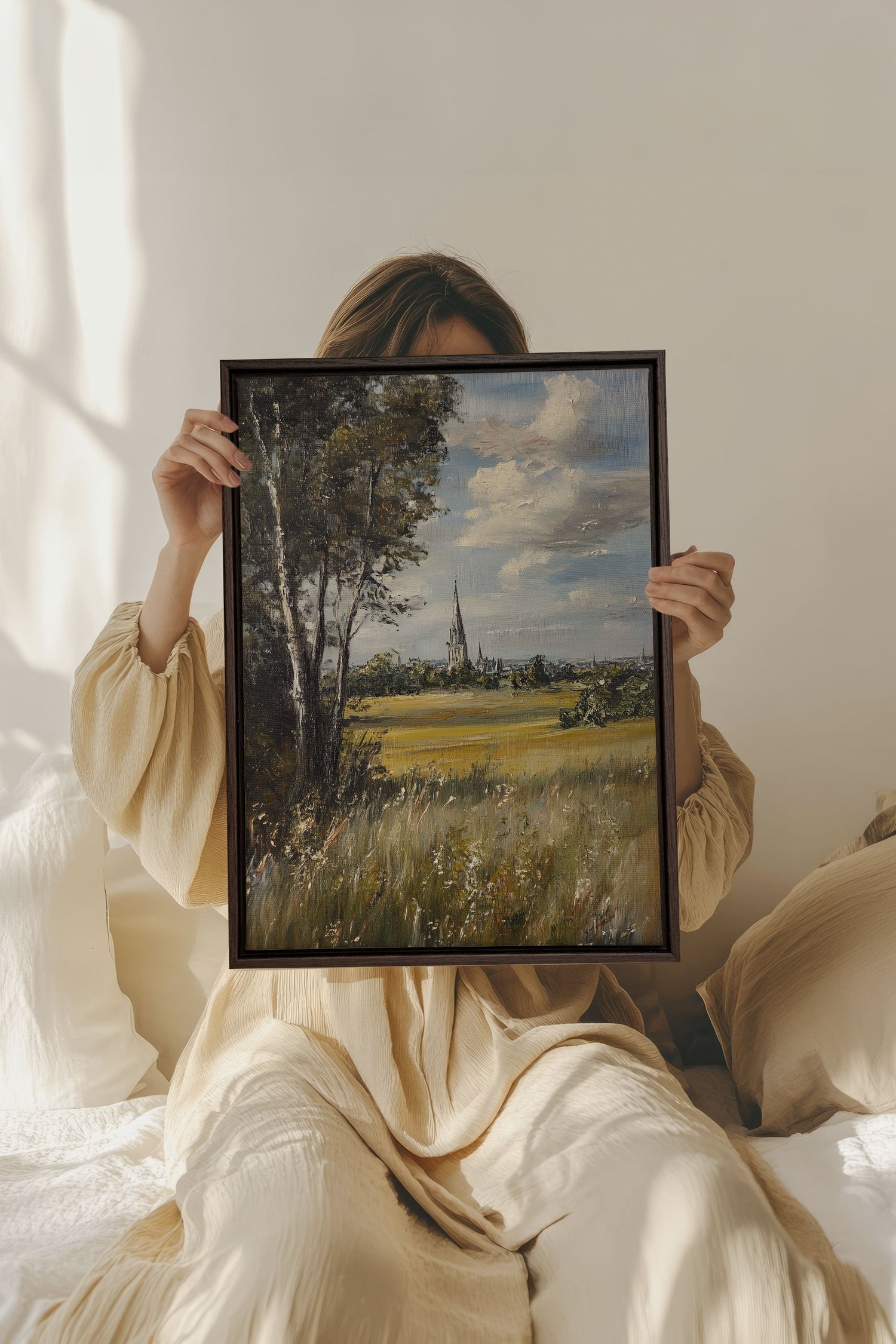 OLEKA CANVAS - SACRED MEADOWS, Oeuvre sur toile étirée, encadré Brun Noyer
