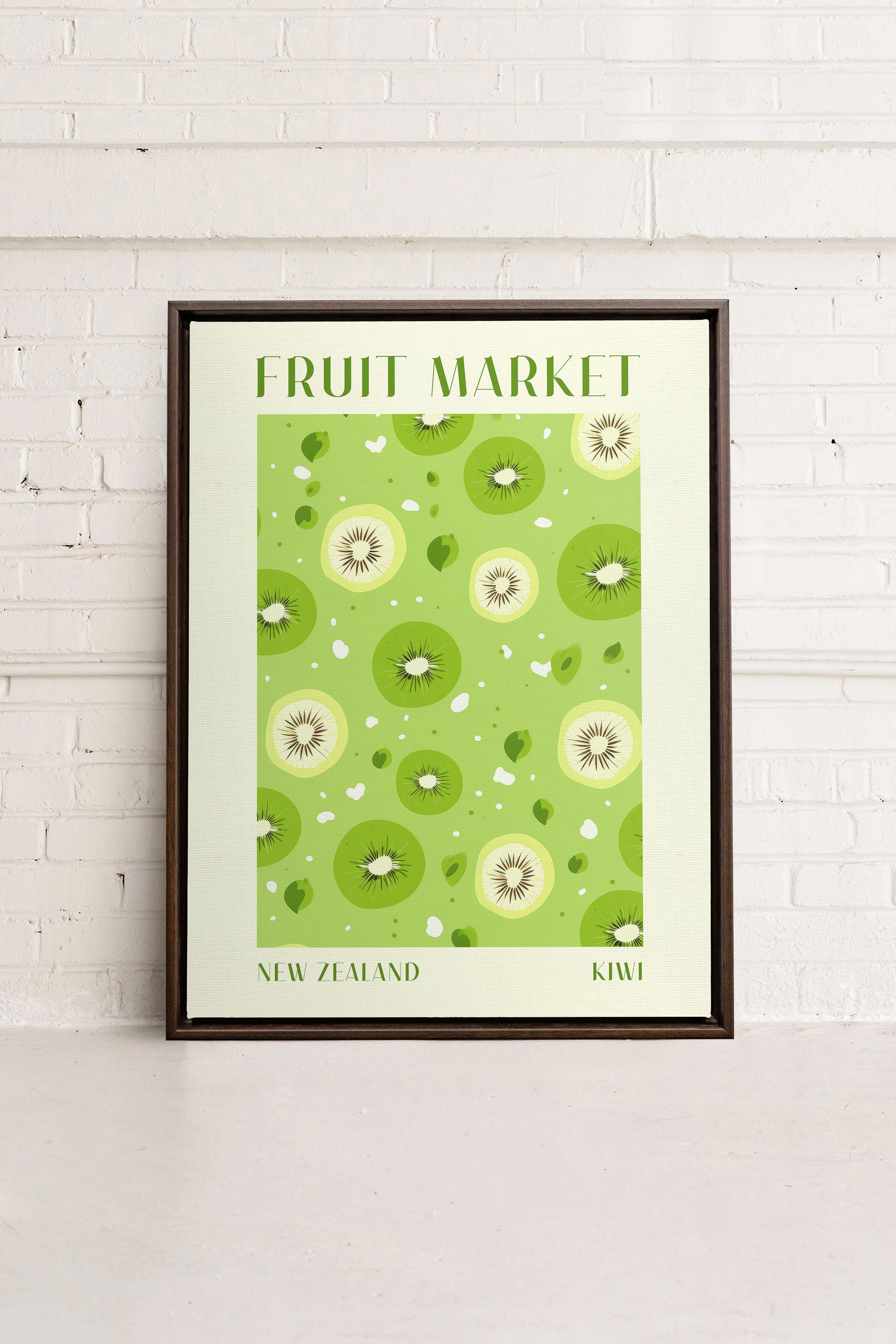 OLEKA CANVAS - KIWI, Oeuvre sur toile étirée, encadré Brun Noyer