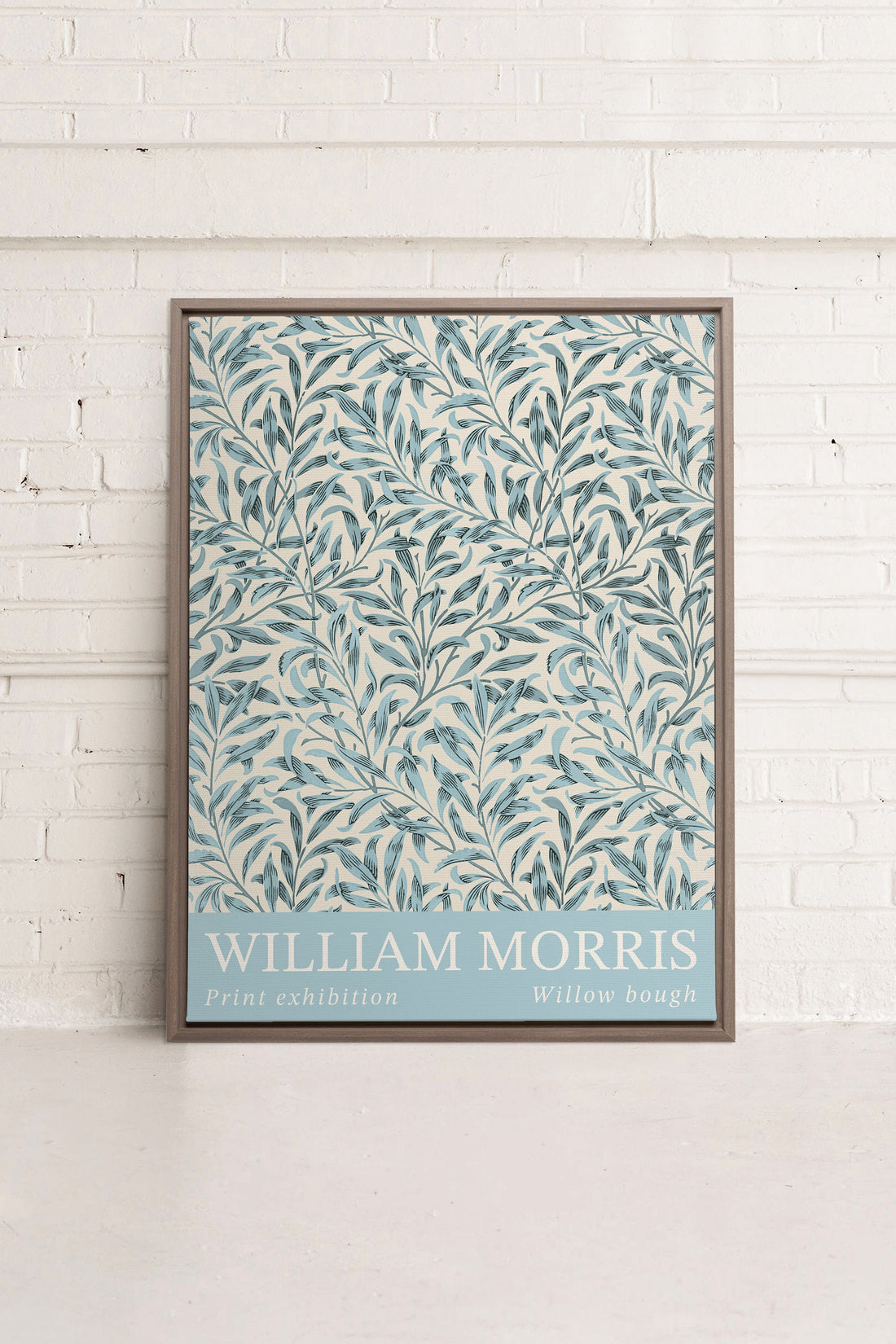 OLEKA CANVAS - BLEU MORRIS, Oeuvre sur toile étirée, encadré Brun Chêne