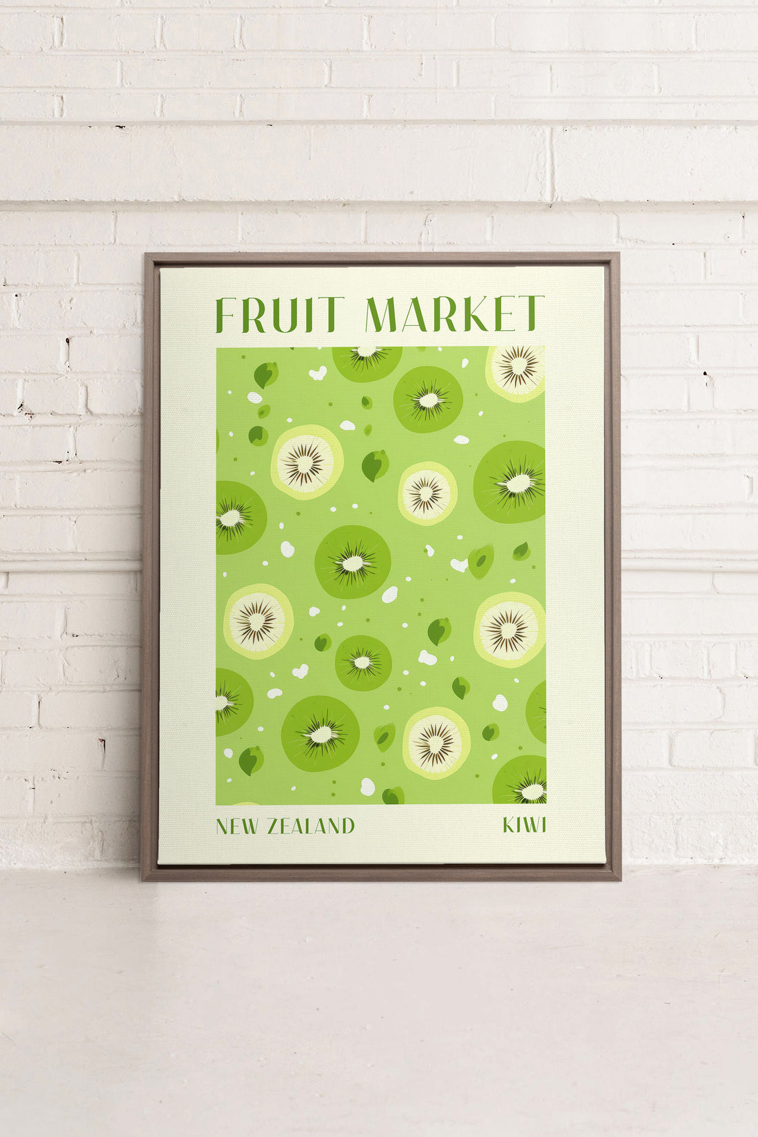 OLEKA CANVAS - KIWI, Oeuvre sur toile étirée, encadré Brun Chêne