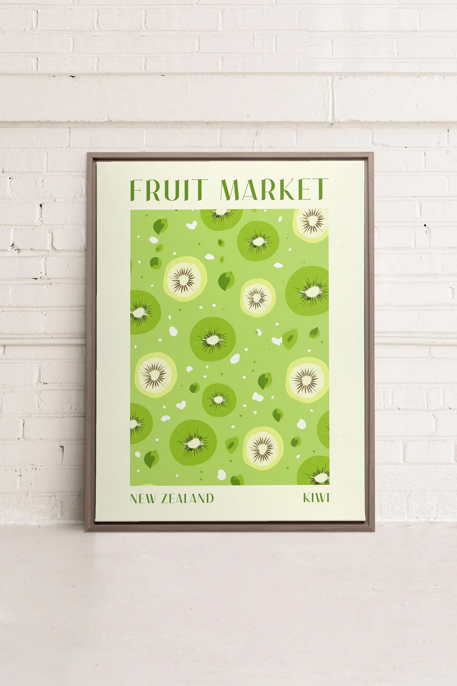 OLEKA CANVAS - KIWI, Oeuvre sur toile étirée, encadré Brun Chêne