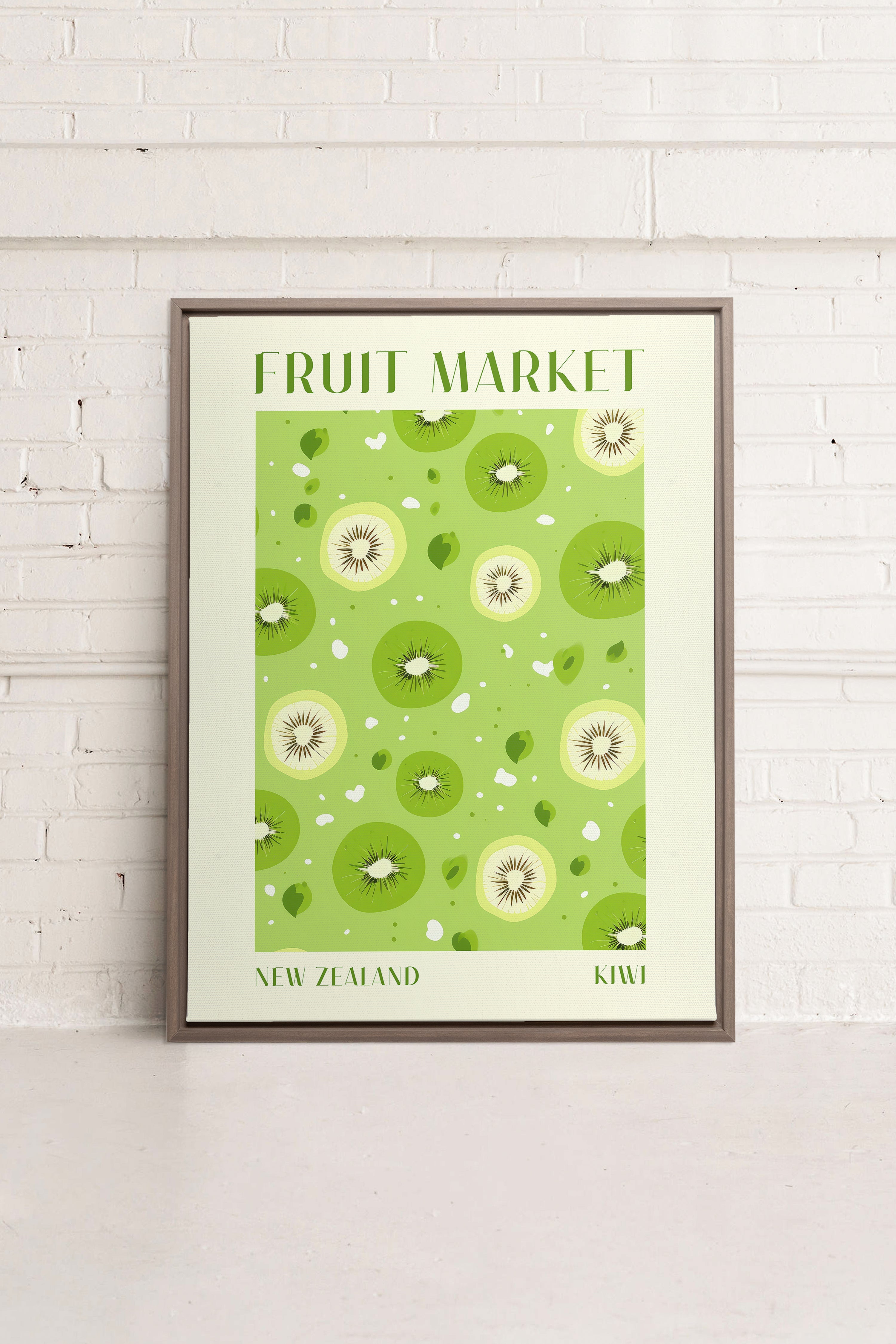 OLEKA CANVAS - KIWI, Oeuvre sur toile étirée, encadré Brun Chêne