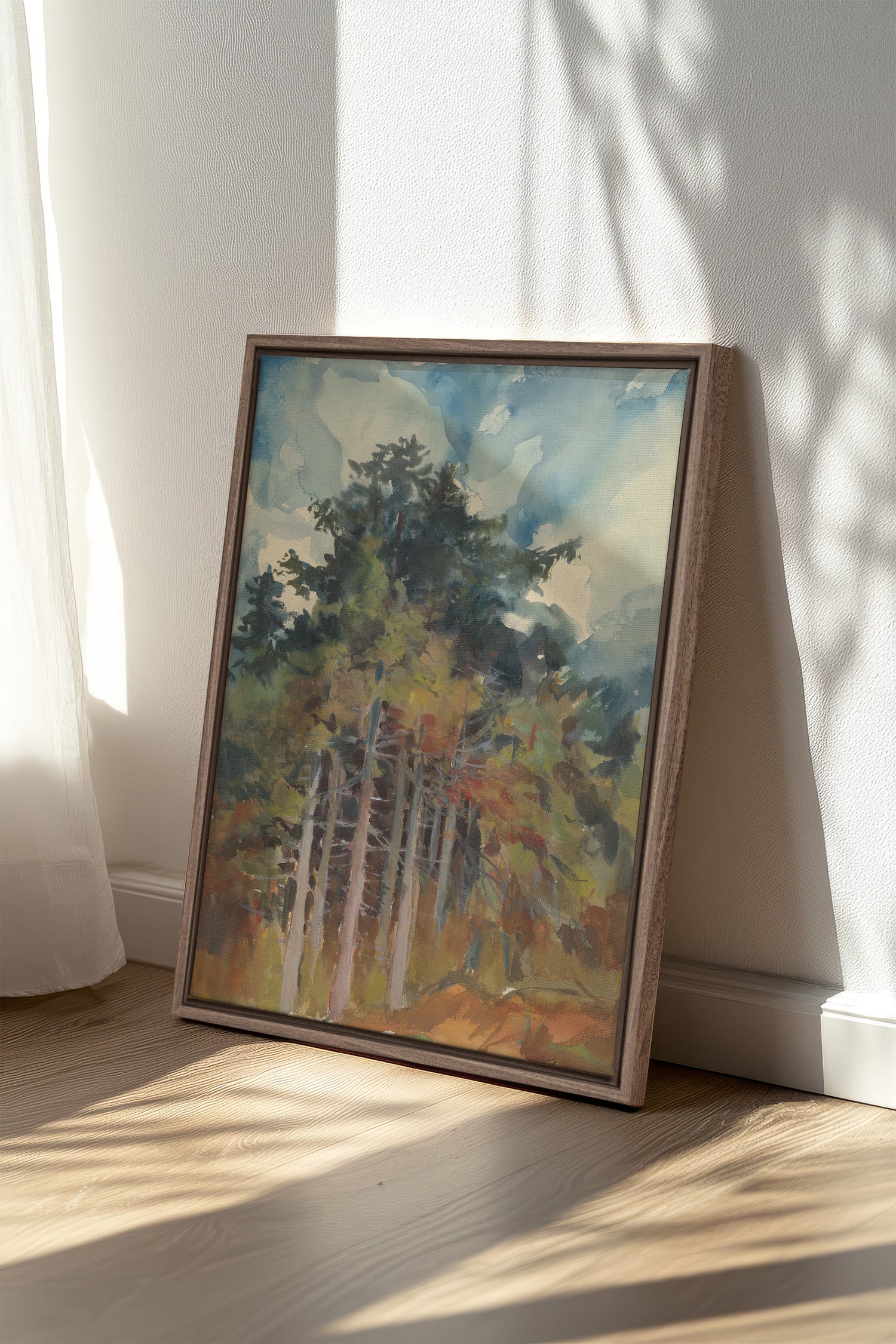 WILD GROVE, Artwork on stretched canvas, framed in Brown Oak