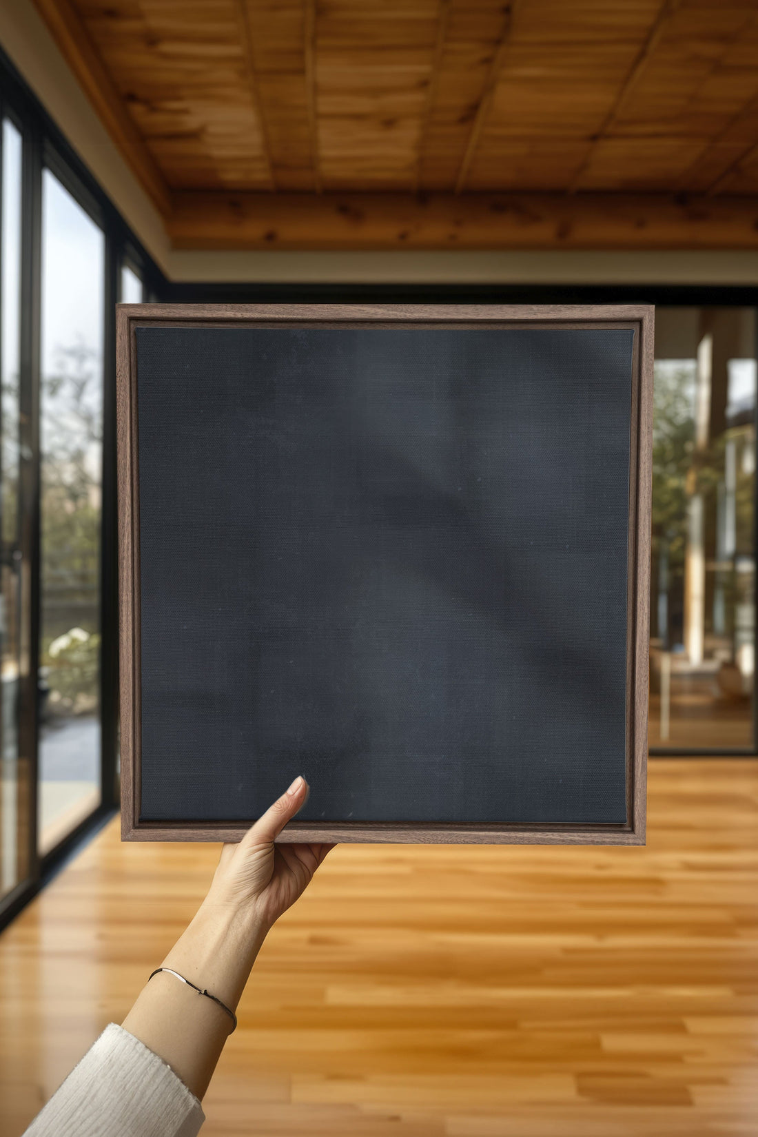 OLEKA CANVAS - BLUE DUSK, Oeuvre sur toile étirée, encadré Brun Chêne