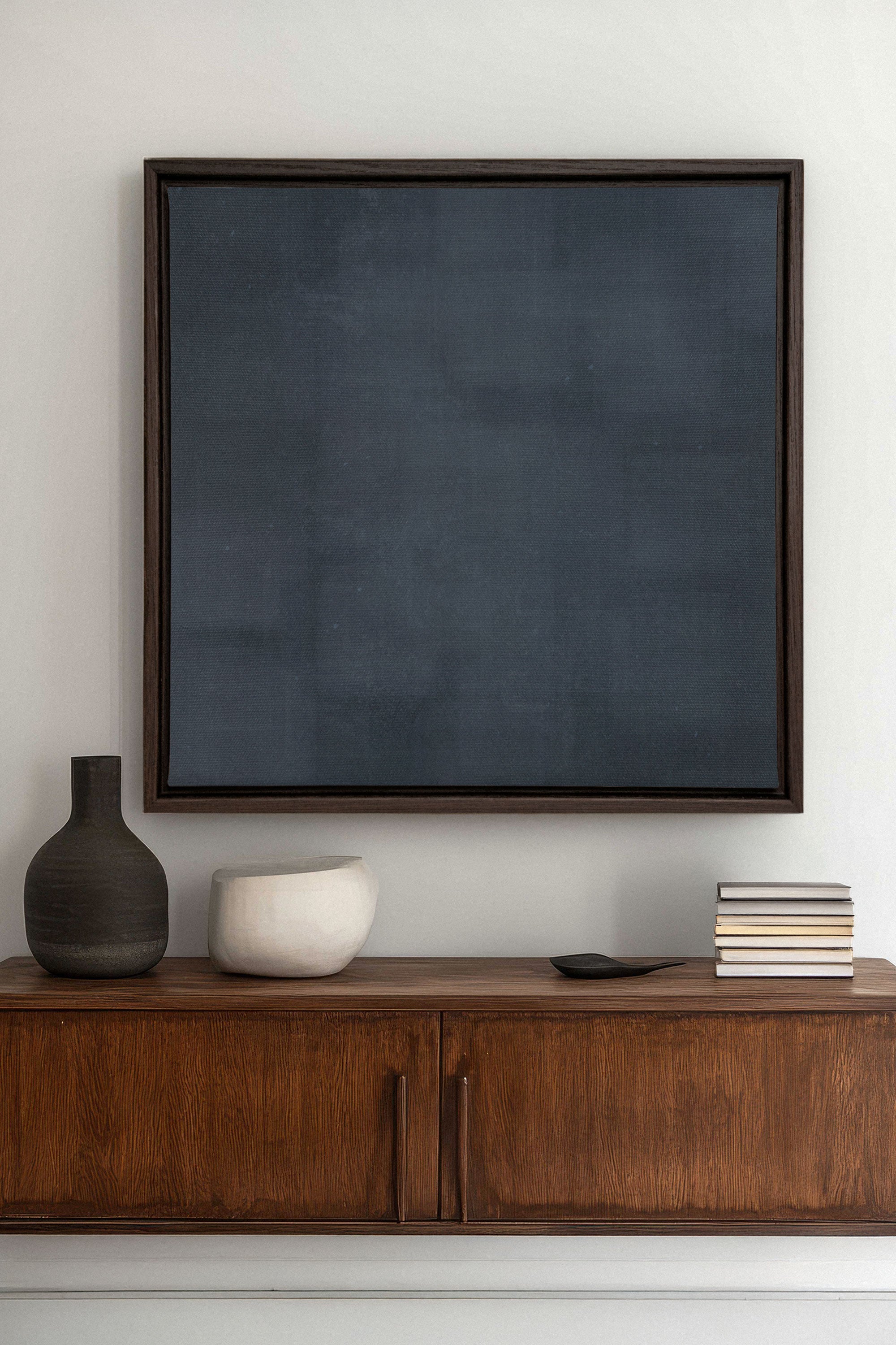 OLEKA CANVAS - BLUE DUSK, Oeuvre sur toile étirée, encadré Brun Noyer