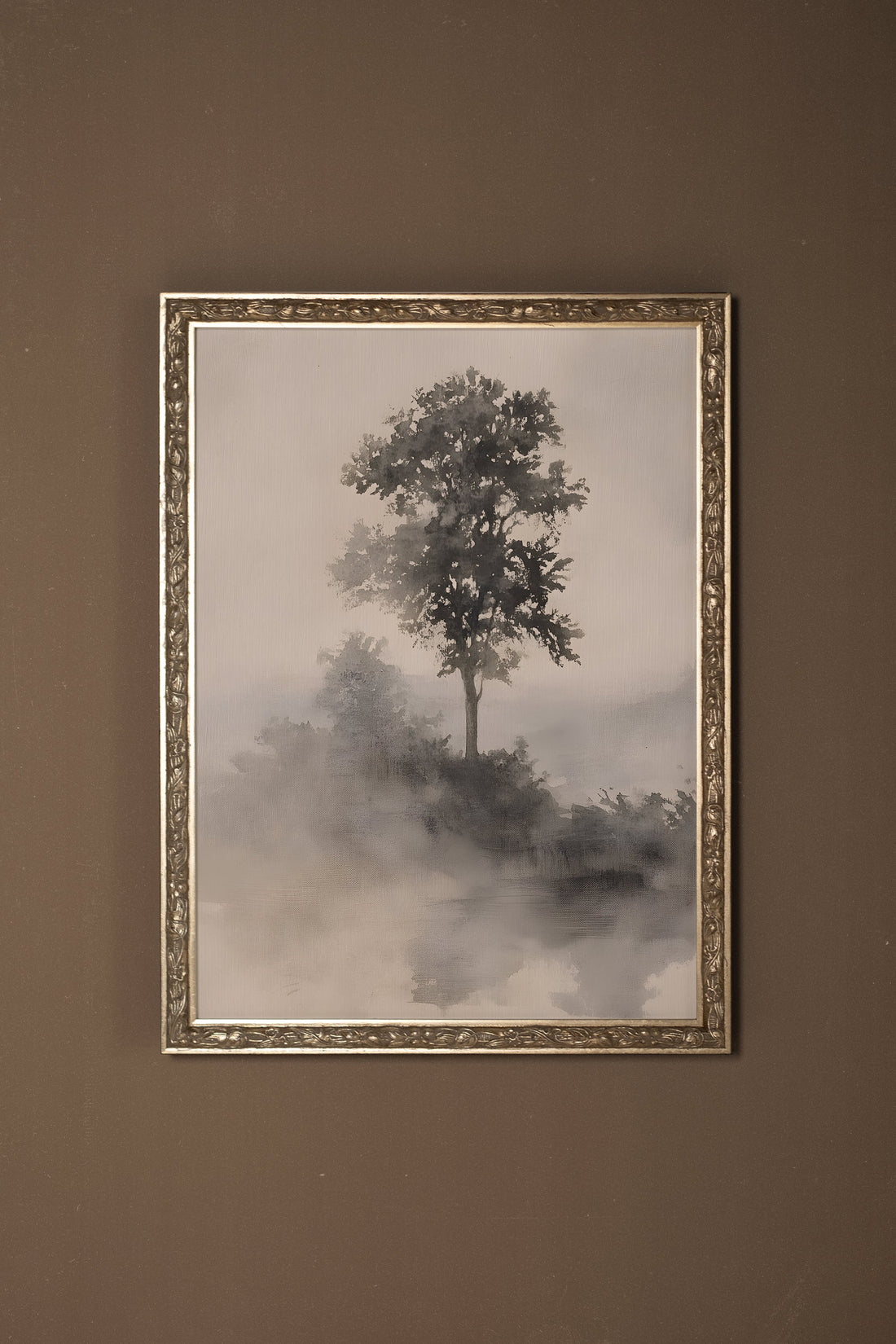 SILENCE DE LA BRUME, Oeuvre sur toile rigide, encadré Vintage Argent